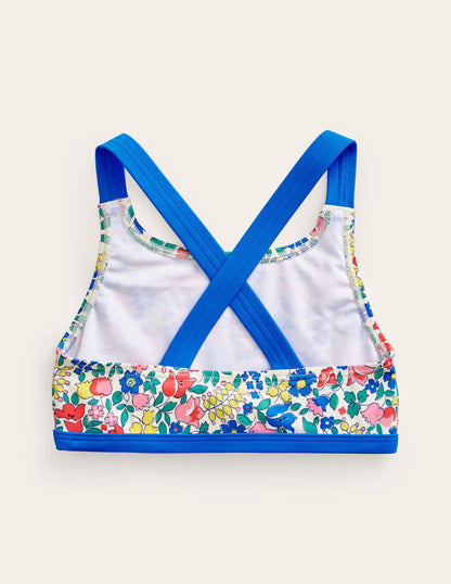 Haut de bikini à dos croisé-Lit de fleurs multi