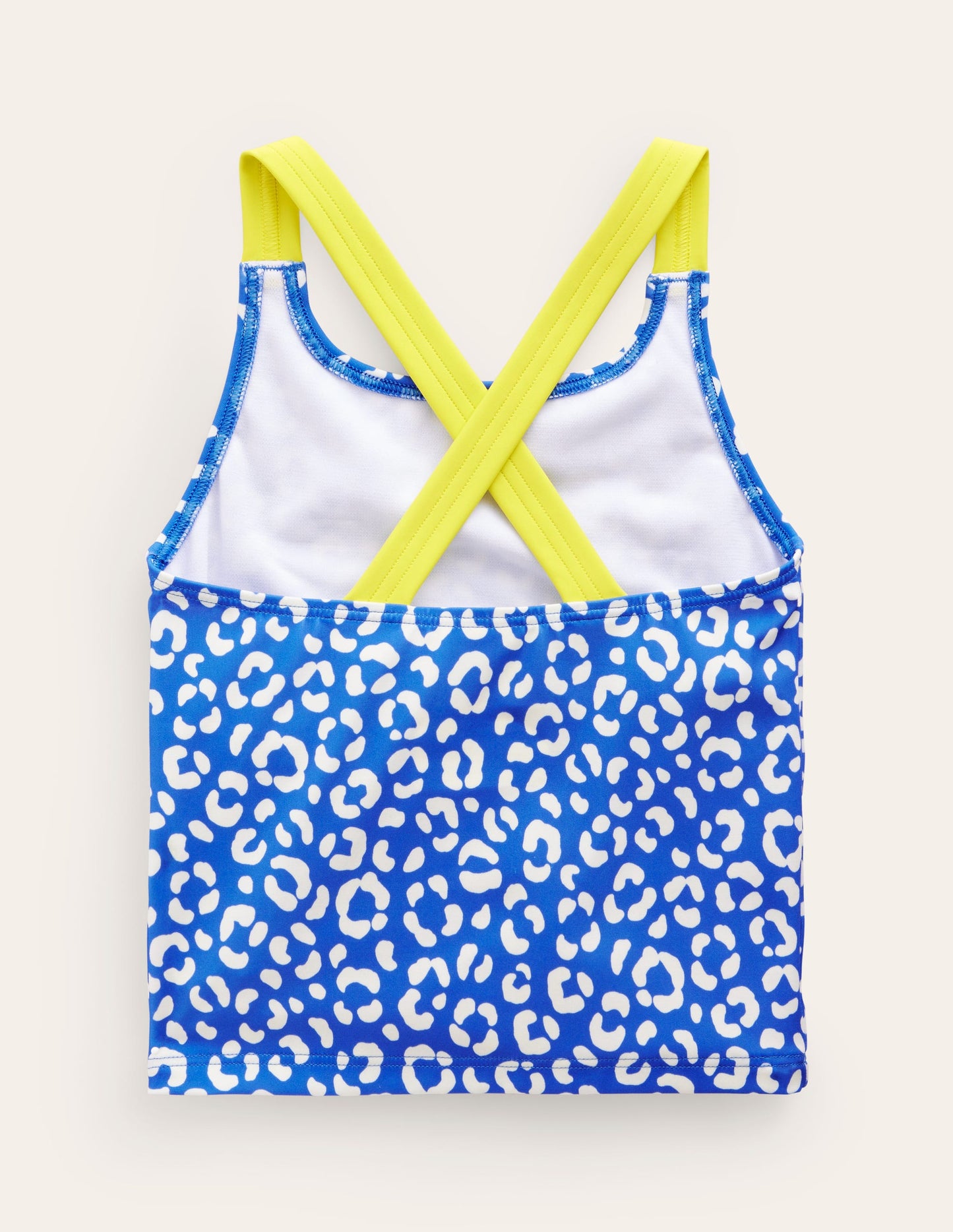 Tankini-Oberteil mit gekreuzten Rückenträgern-Blau Leopard