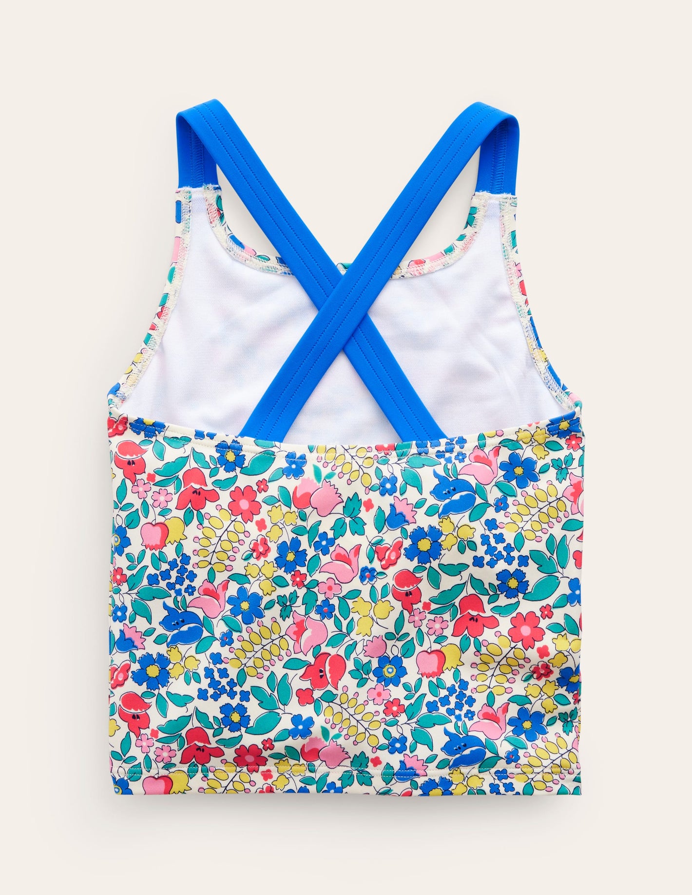 Tankini-Oberteil mit gekreuzten Rückenträgern-Bunt Blumenbeet