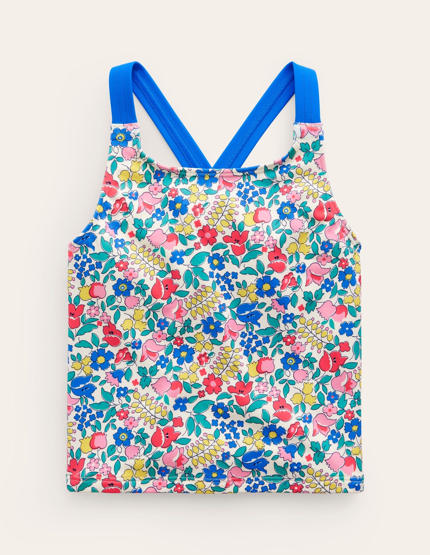 Tankini-Oberteil mit gekreuzten Rückenträgern-Bunt Blumenbeet