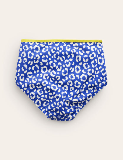 Bikinihose mit hohem Bund-Blau Leopard