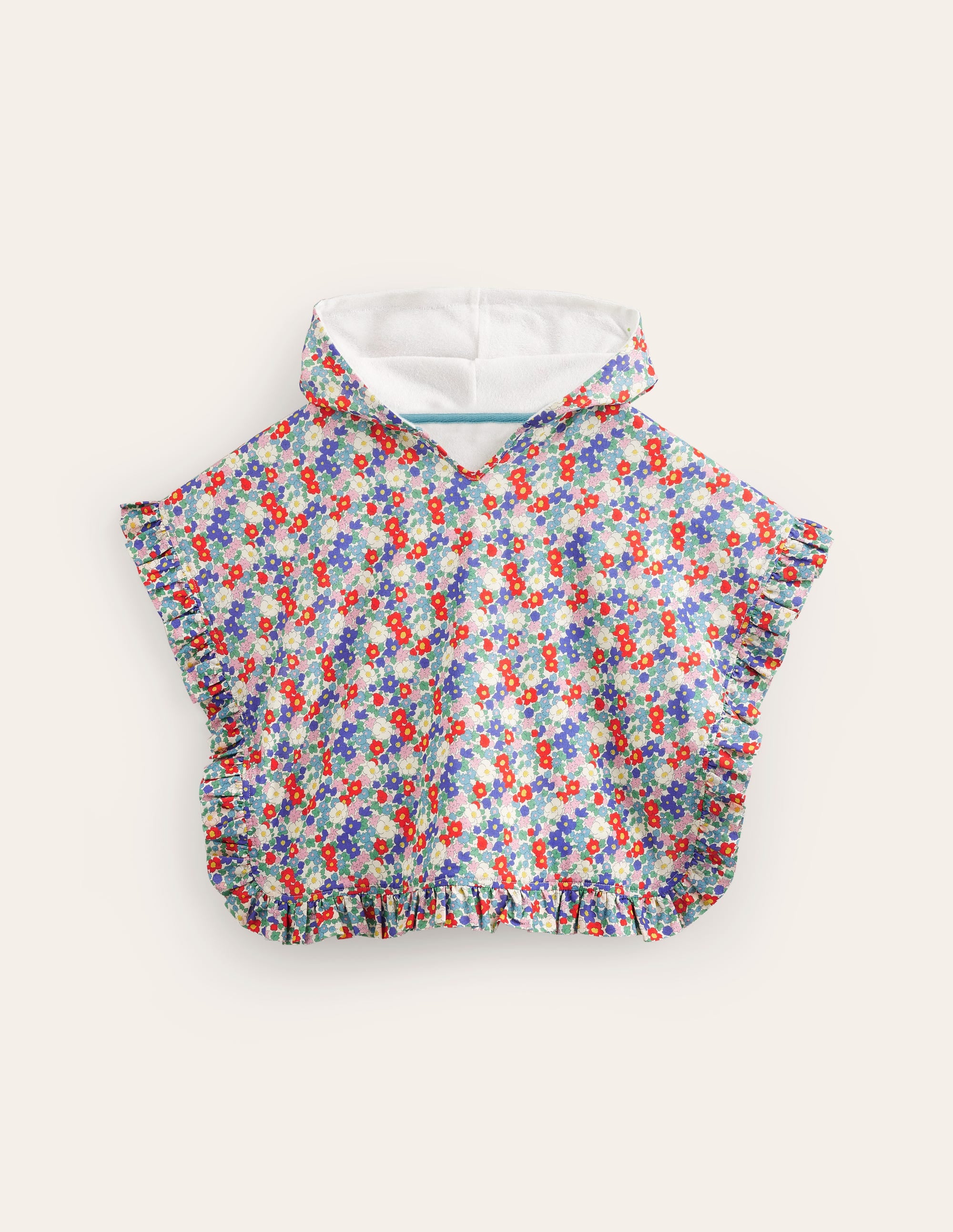 Poncho-Hoodie aus Frottee-Bunt Nautisch Blumenmuster - Image 1