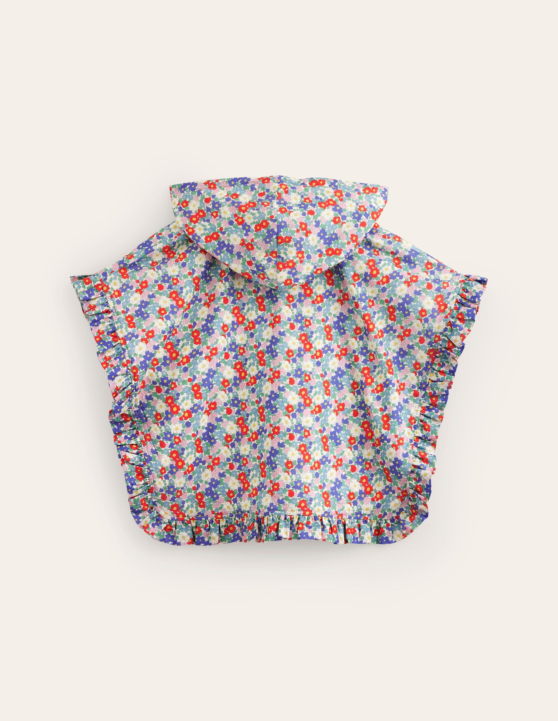 Poncho-Hoodie aus Frottee-Bunt Nautisch Blumenmuster-2