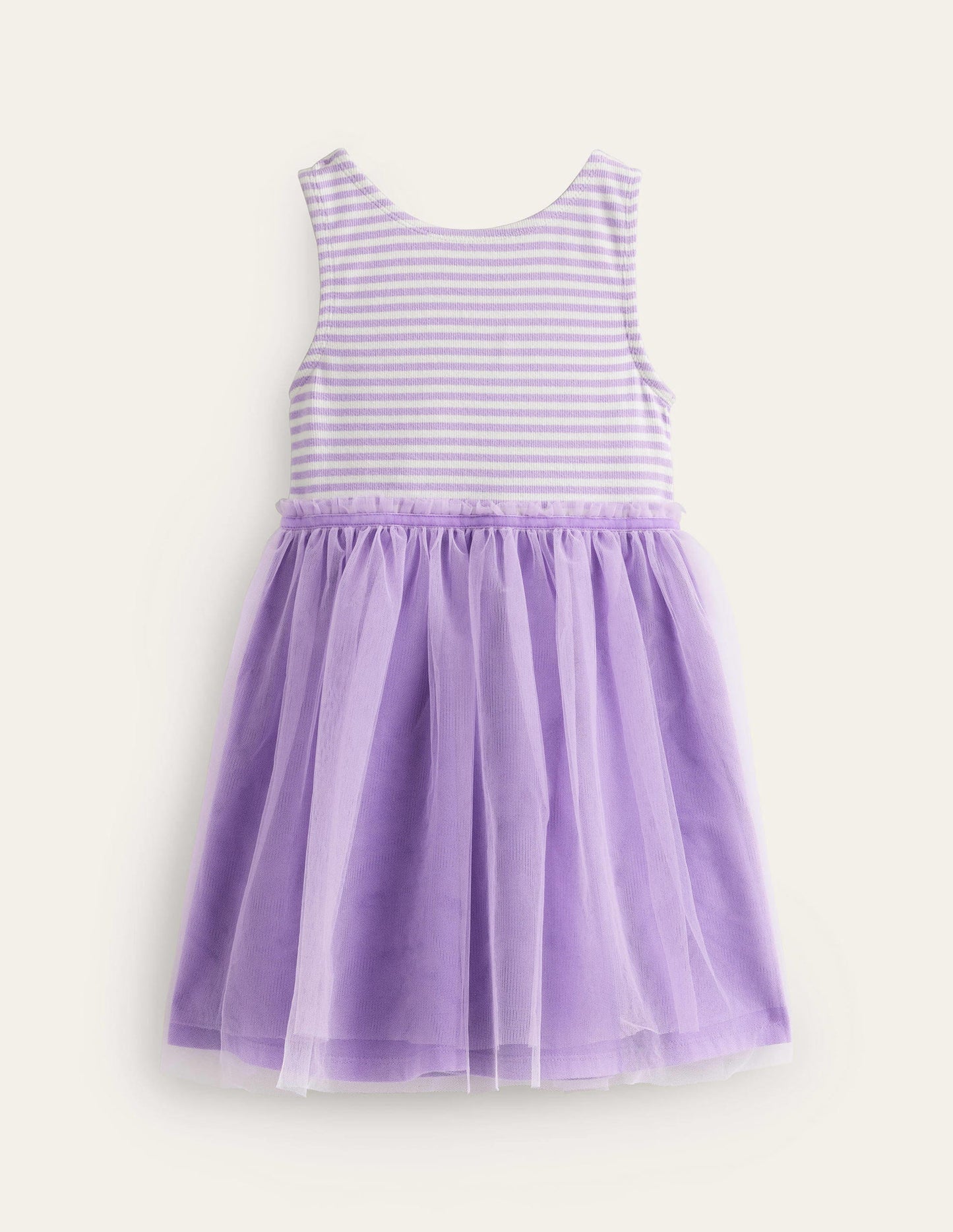 Kleid aus Jersey-Tüll-Mix-Lavendel / Naturweiß Streifen