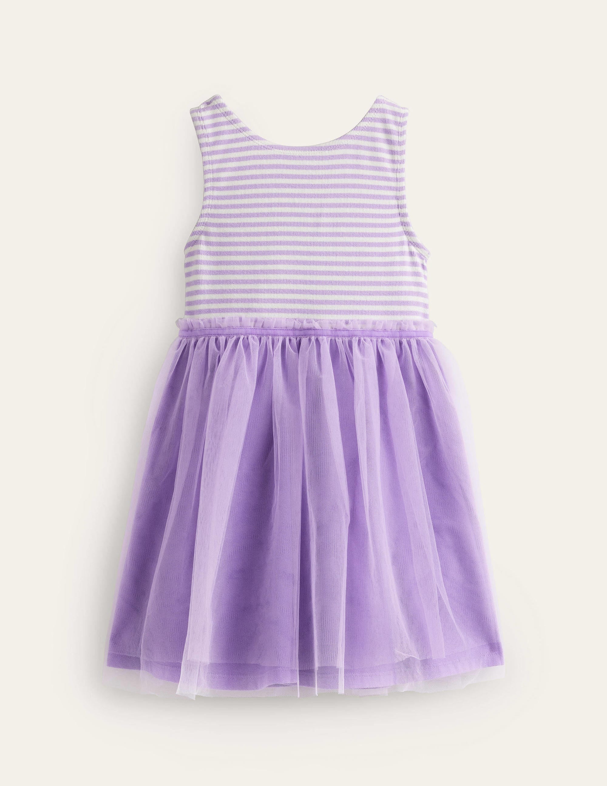 Robe en tulle et jersey-Rayé lavande brumeuse/ivoire - Image 1