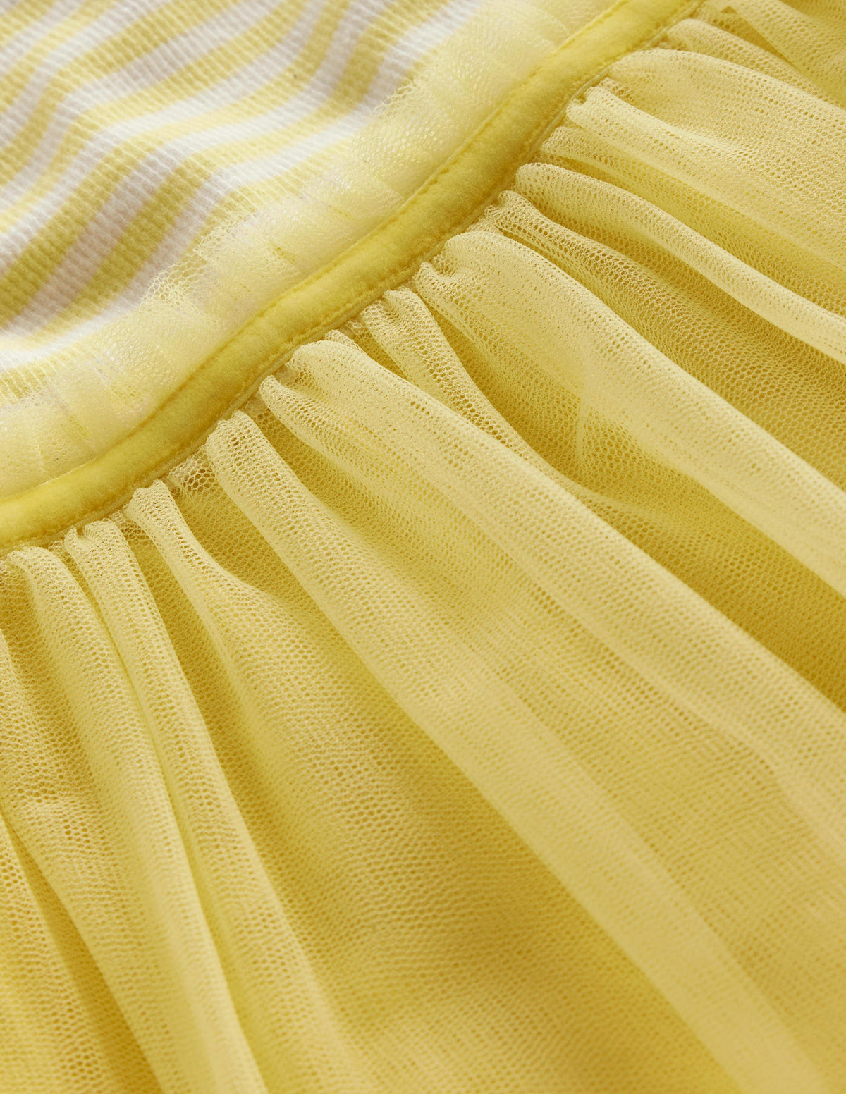 Kleid aus Jersey-Tüll-Mix-Frühlingsgelb / Naturweiß Streifen - Image 3