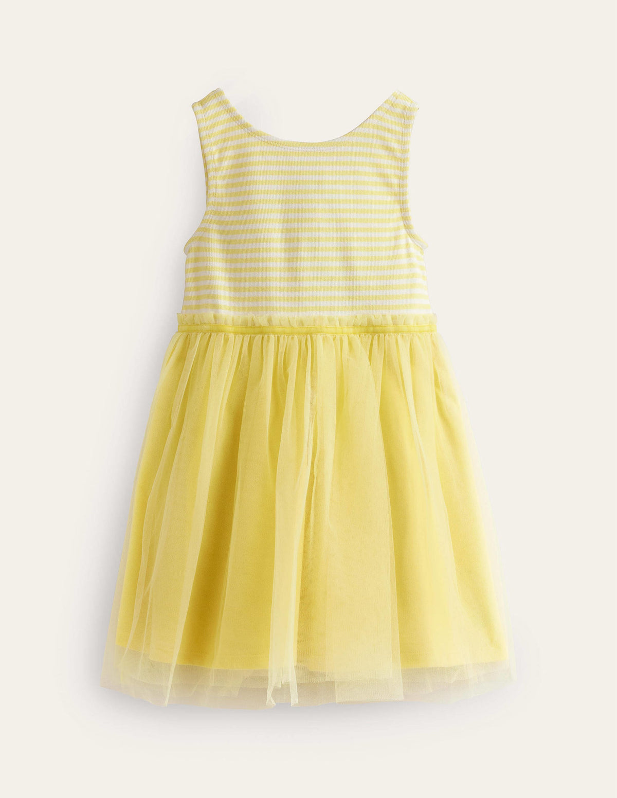 Kleid aus Jersey-Tüll-Mix-Frühlingsgelb / Naturweiß Streifen - Image 1
