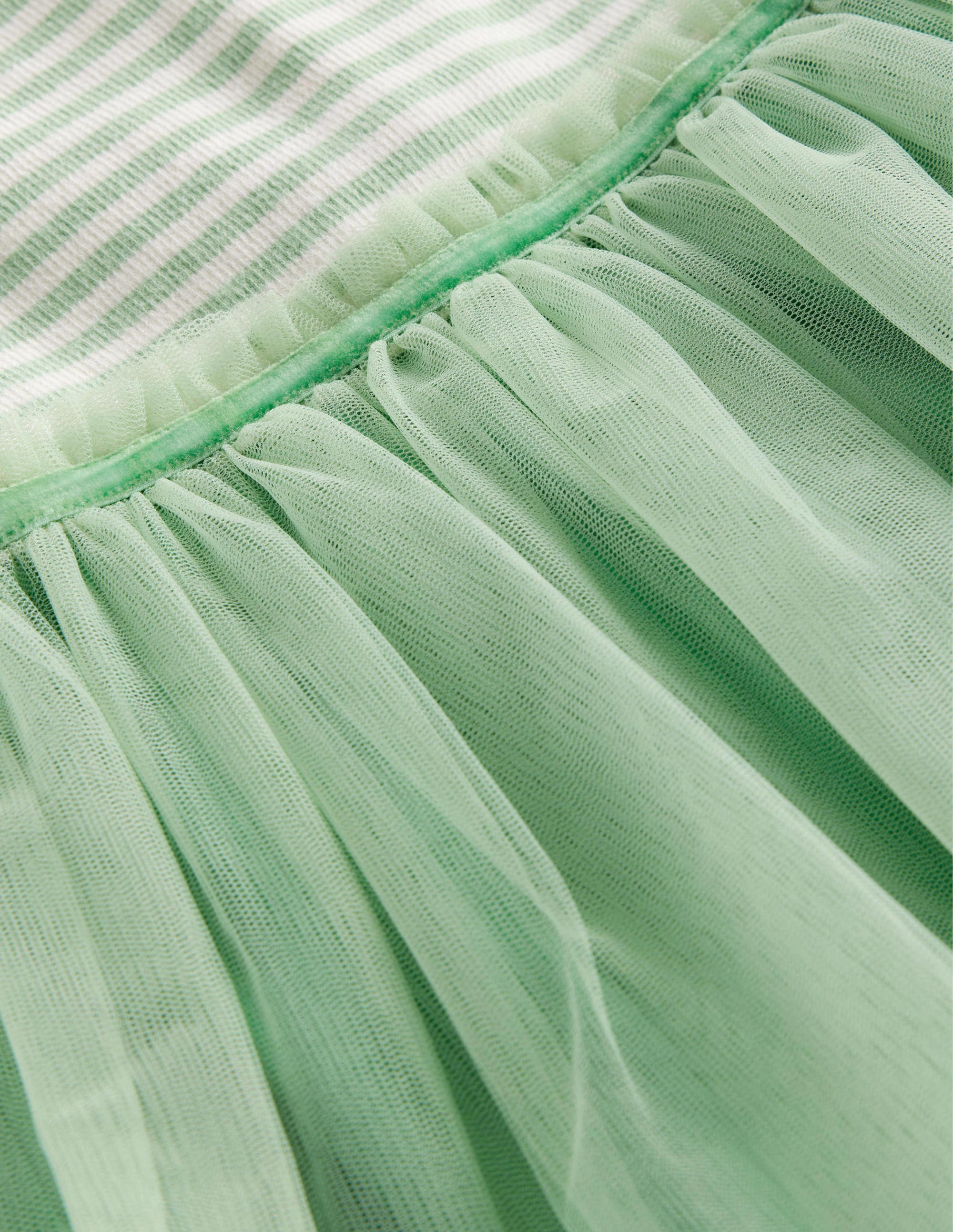 Kleid aus Jersey-Tüll-Mix-Pistaziengrün / Naturweiß Streifen - Image 3