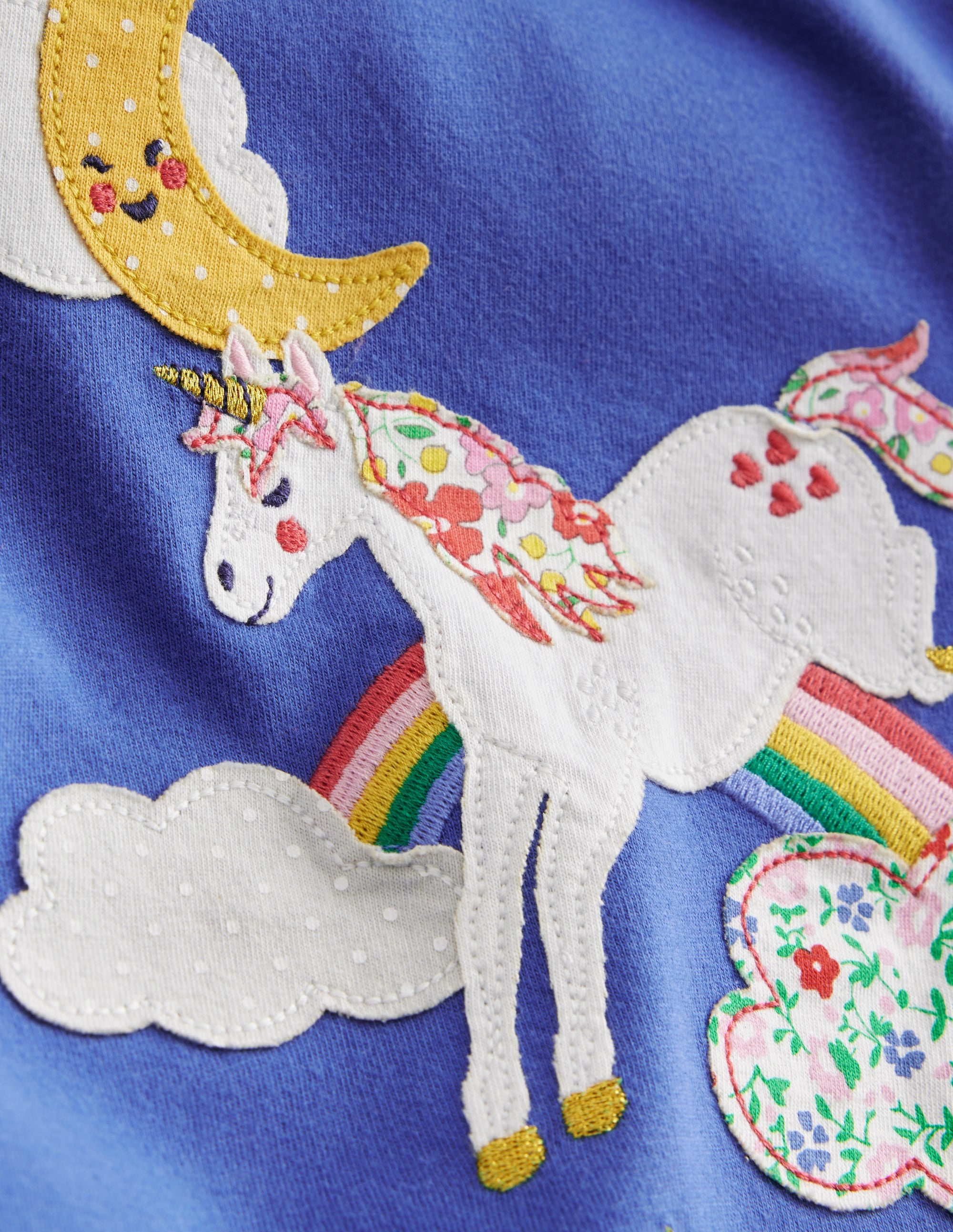 T-shirt à manches bouffantes et appliqué-Licorne geai bleu - Image 3