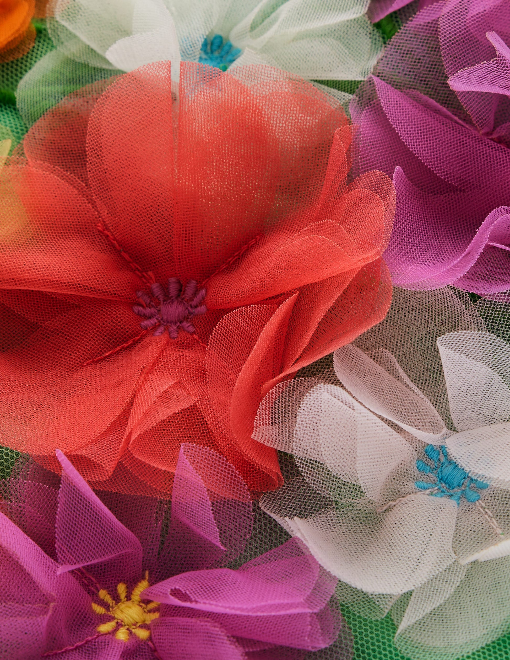 Tüllkleid mit Applikationen-Erbsengrün Blumen-3