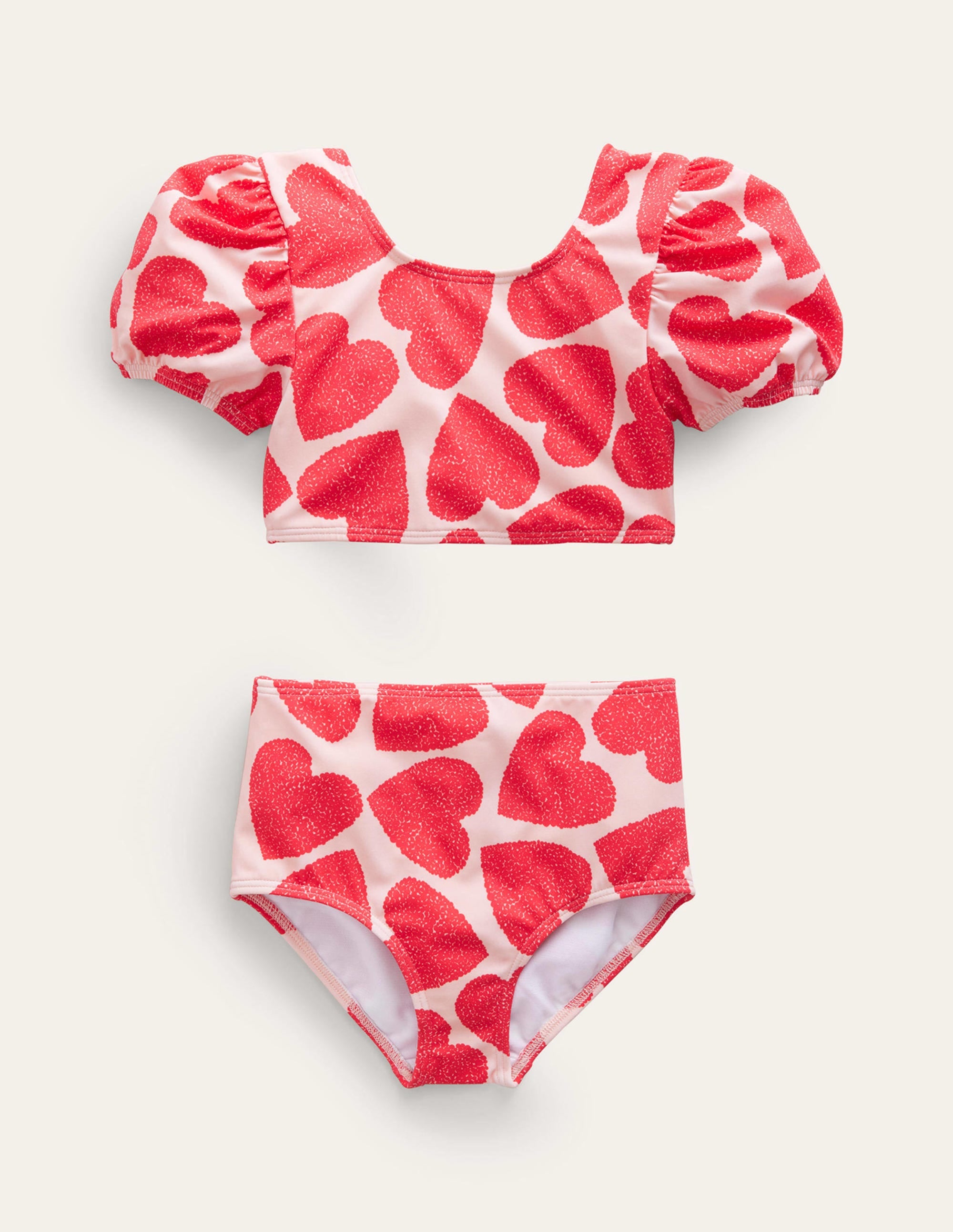 Bikini à manches bouffantes-Cœurs rose ballet - Image 1