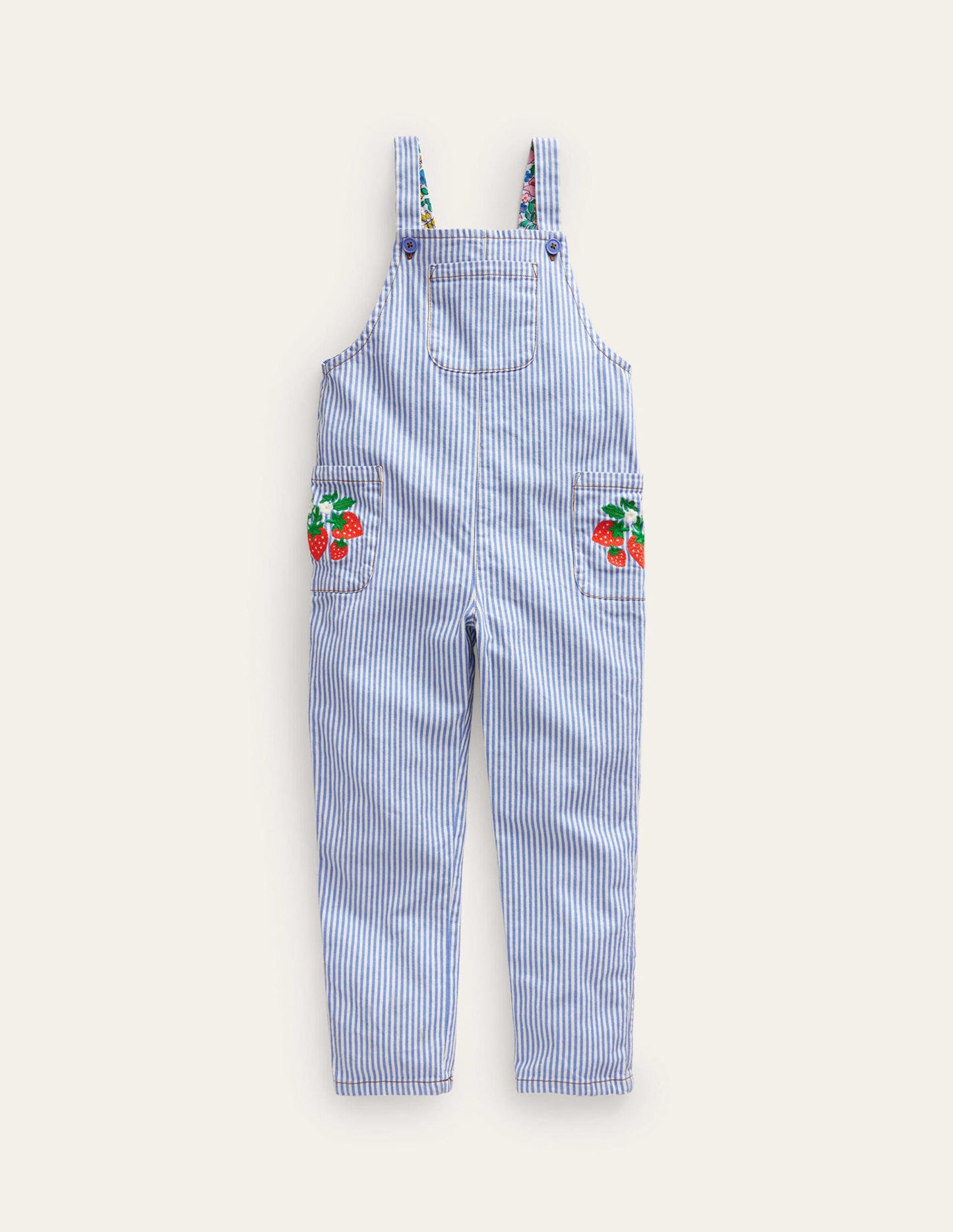 Lockere Latzhose-Blau und Naturweiß Gestreift