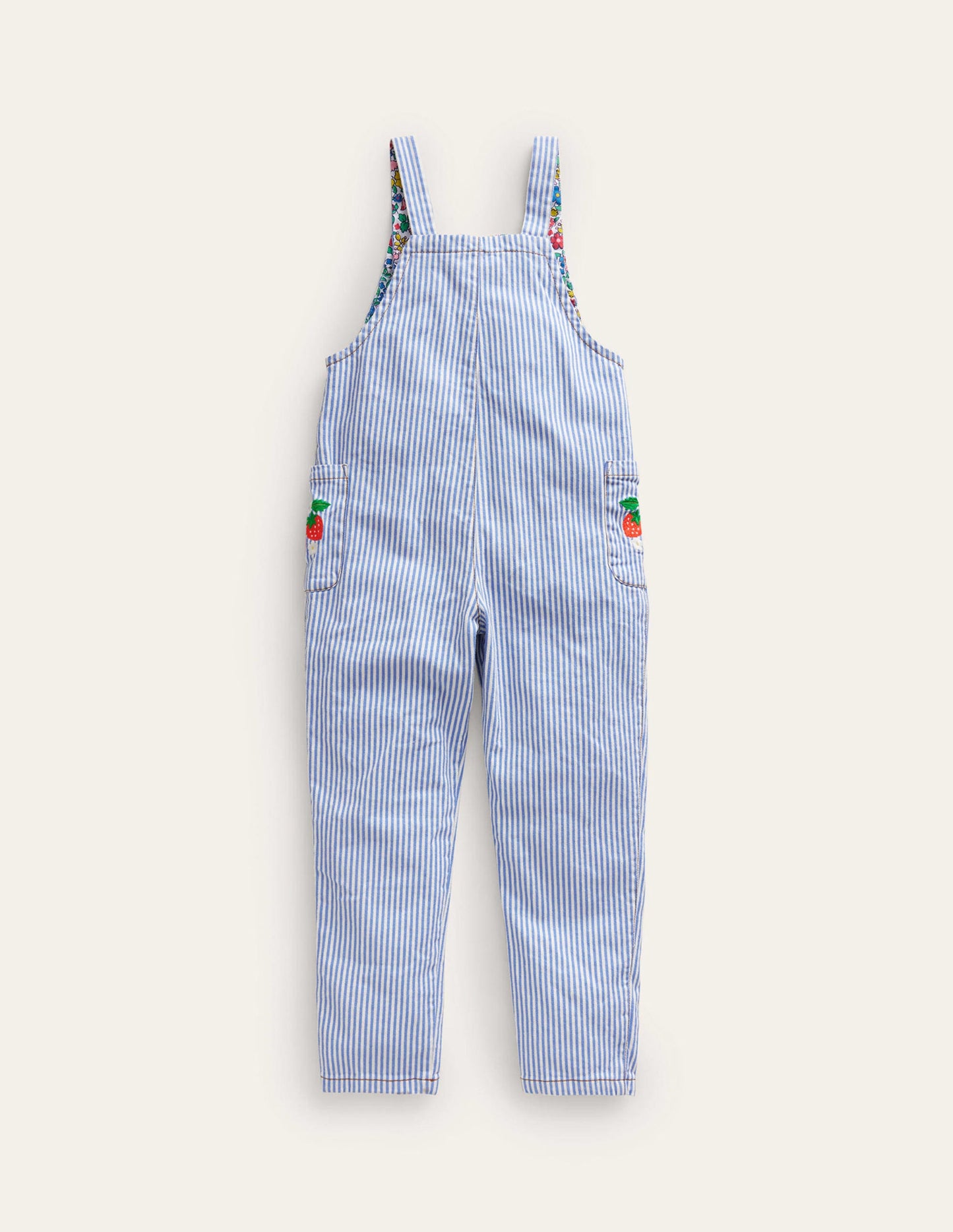 Lockere Latzhose-Blau und Naturweiß Gestreift