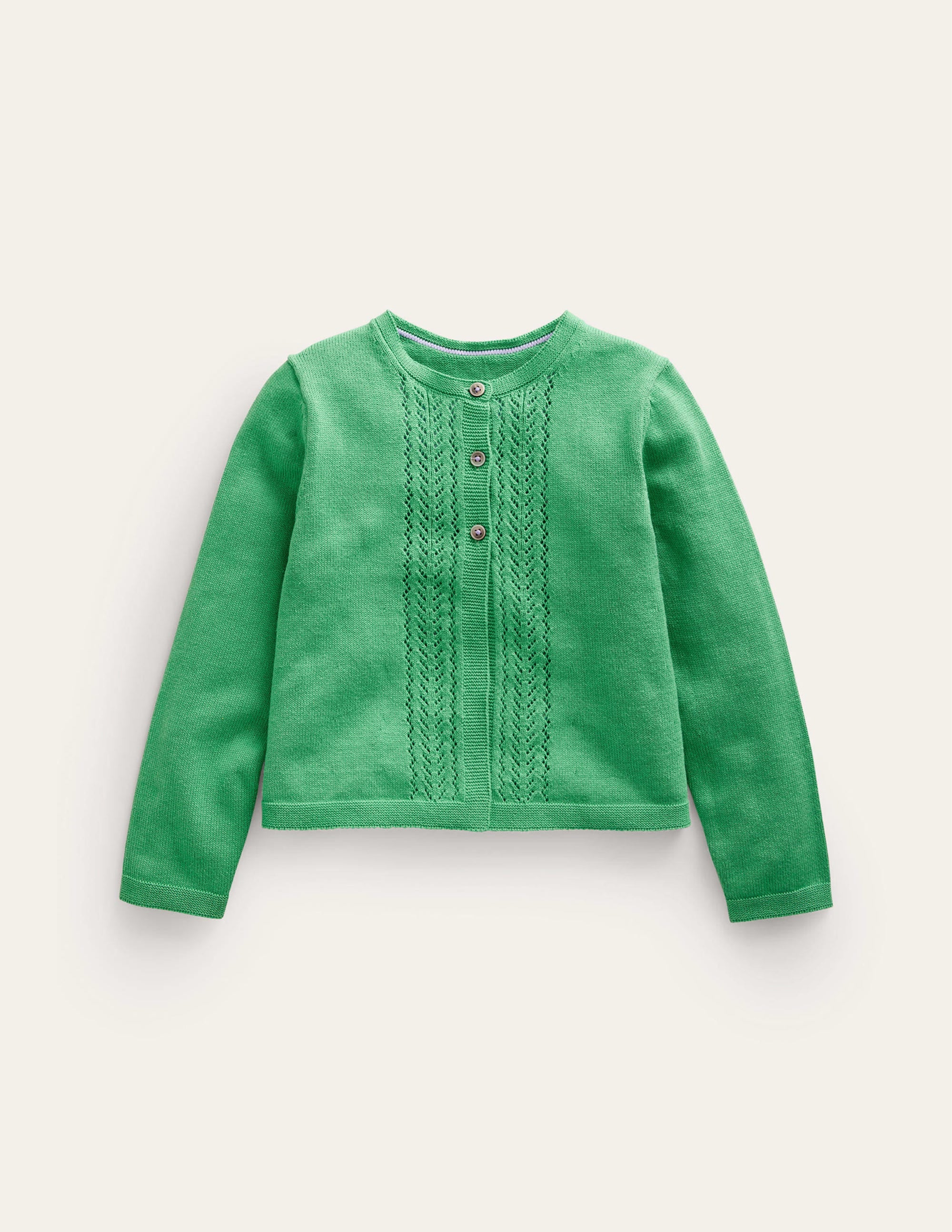 Strickjacke aus Baumwolle mit Pointelle-Design-Aloe Grün - Image 1