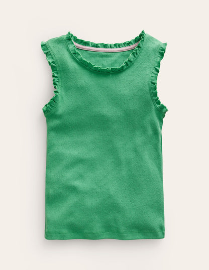 Débardeur en pointelle-Vert aloé vera-1