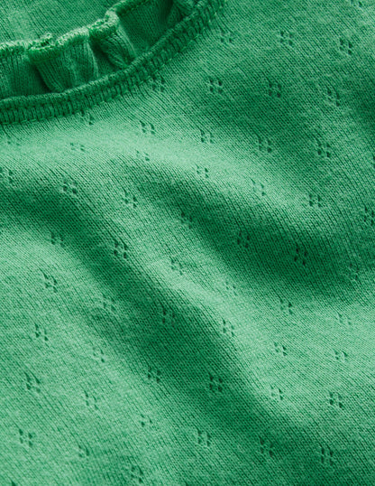 Débardeur en pointelle-Vert aloé vera-3