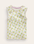 Pointelle-Top-Vanilleschote Kleines Blumenmuster