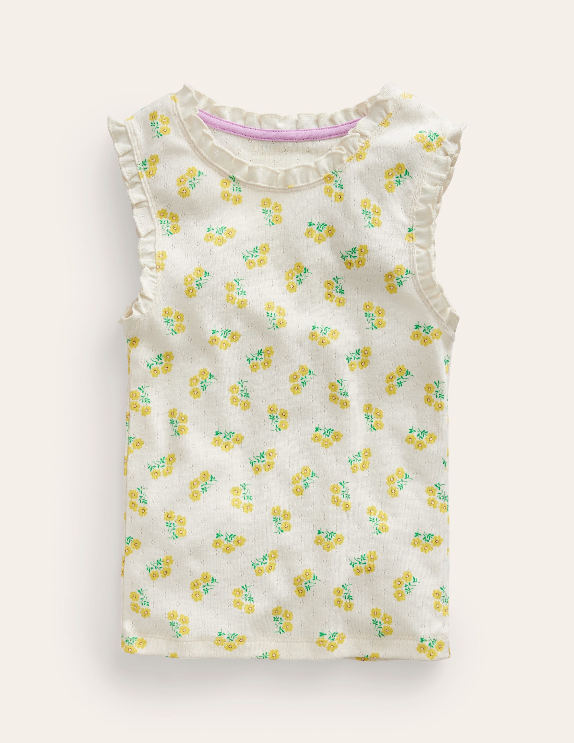 Pointelle-Top-Vanilleschote Kleines Blumenmuster - Image 1