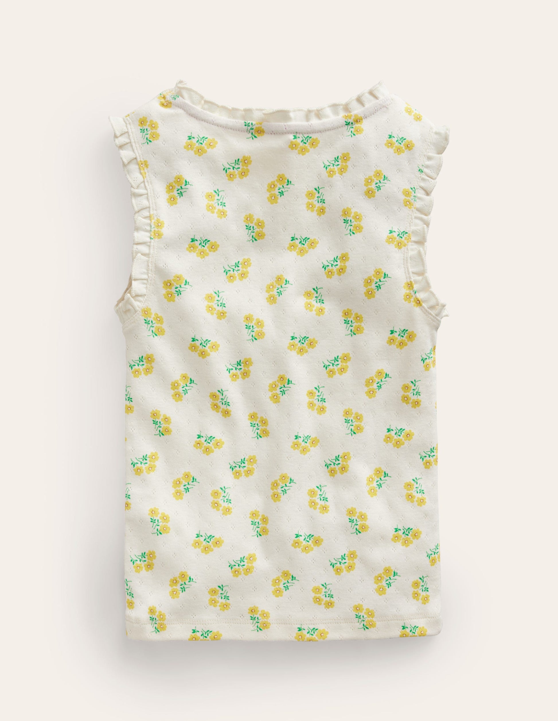 Pointelle-Top-Vanilleschote Kleines Blumenmuster-2