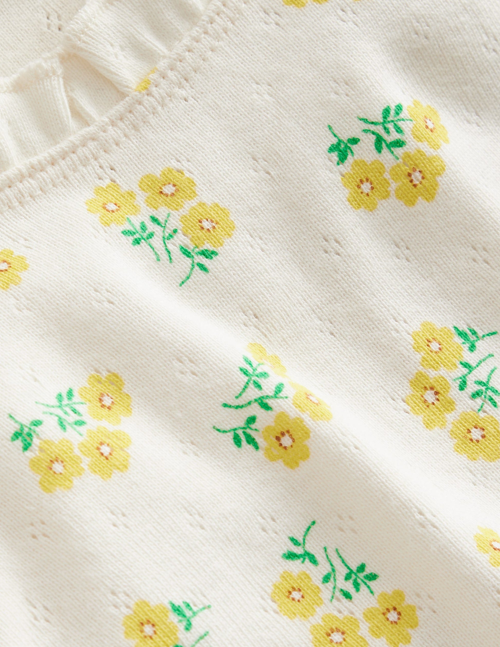 Pointelle-Top-Vanilleschote Kleines Blumenmuster-3