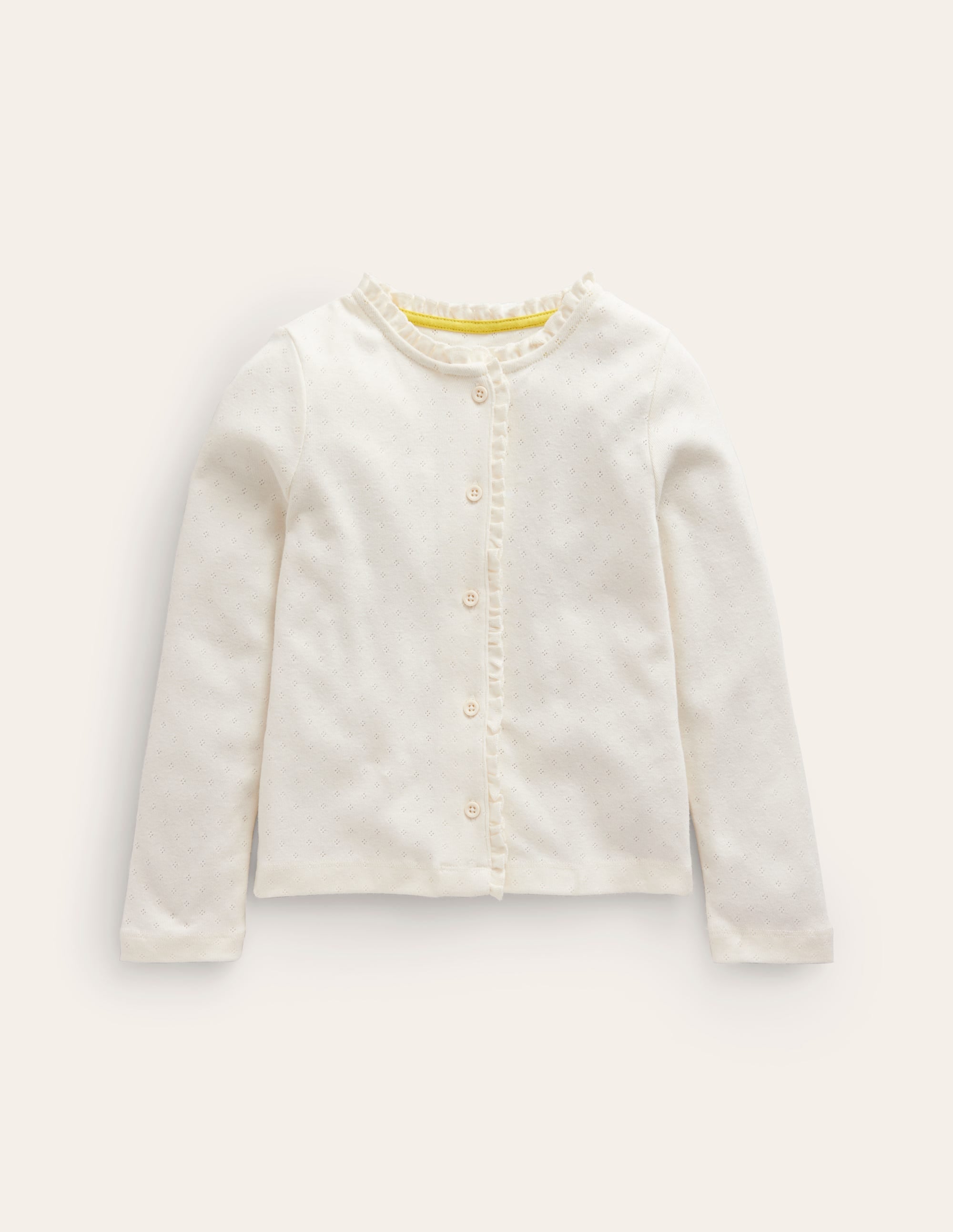 Pointelle-Strickjacke-Vanille - Image 1