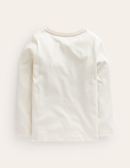 T-Shirt mit Metllic-Logo-Naturweiß Delphin-2