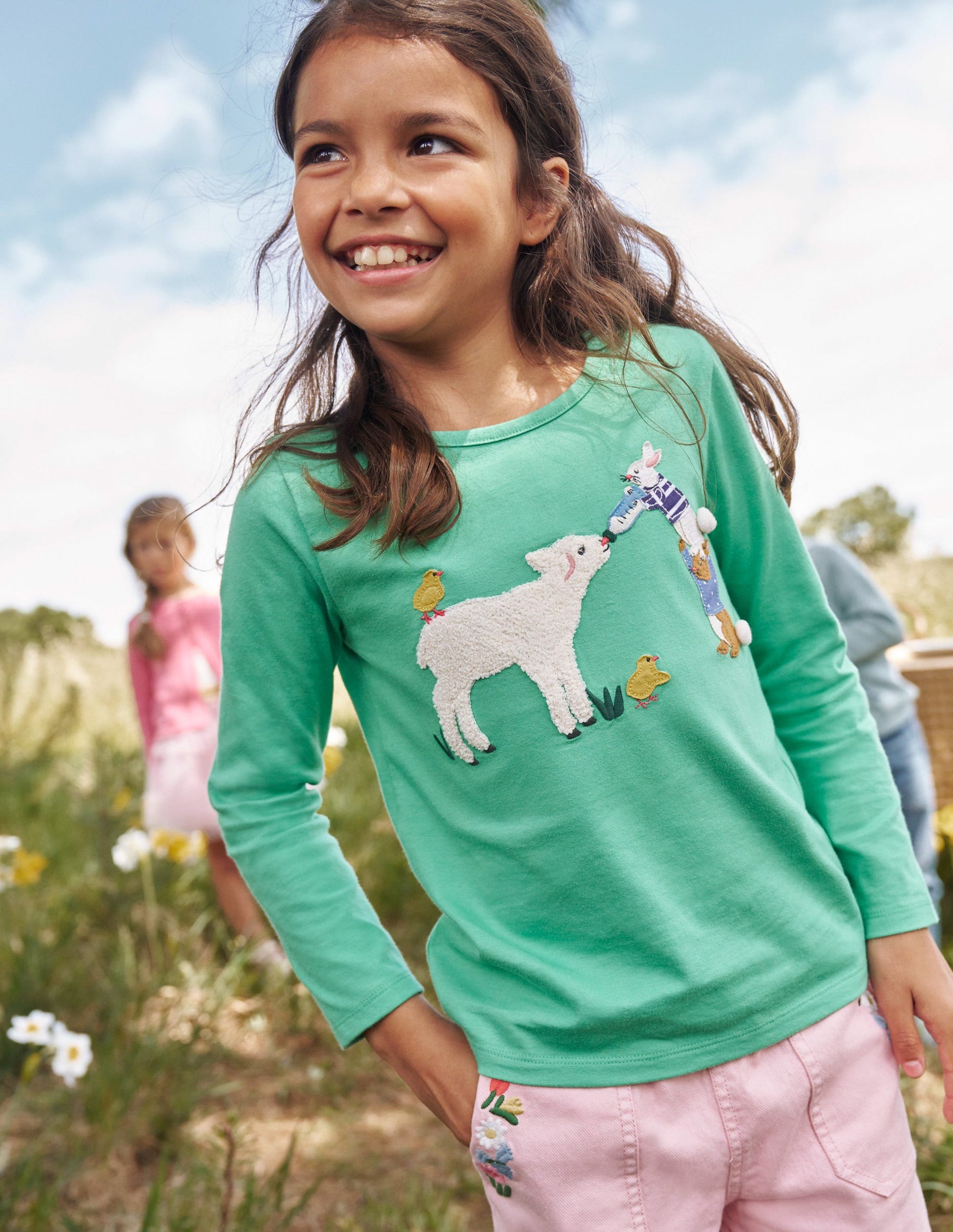 T-Shirt mit Puffärmeln und Applikation-Aloe-Grün Lamm-4