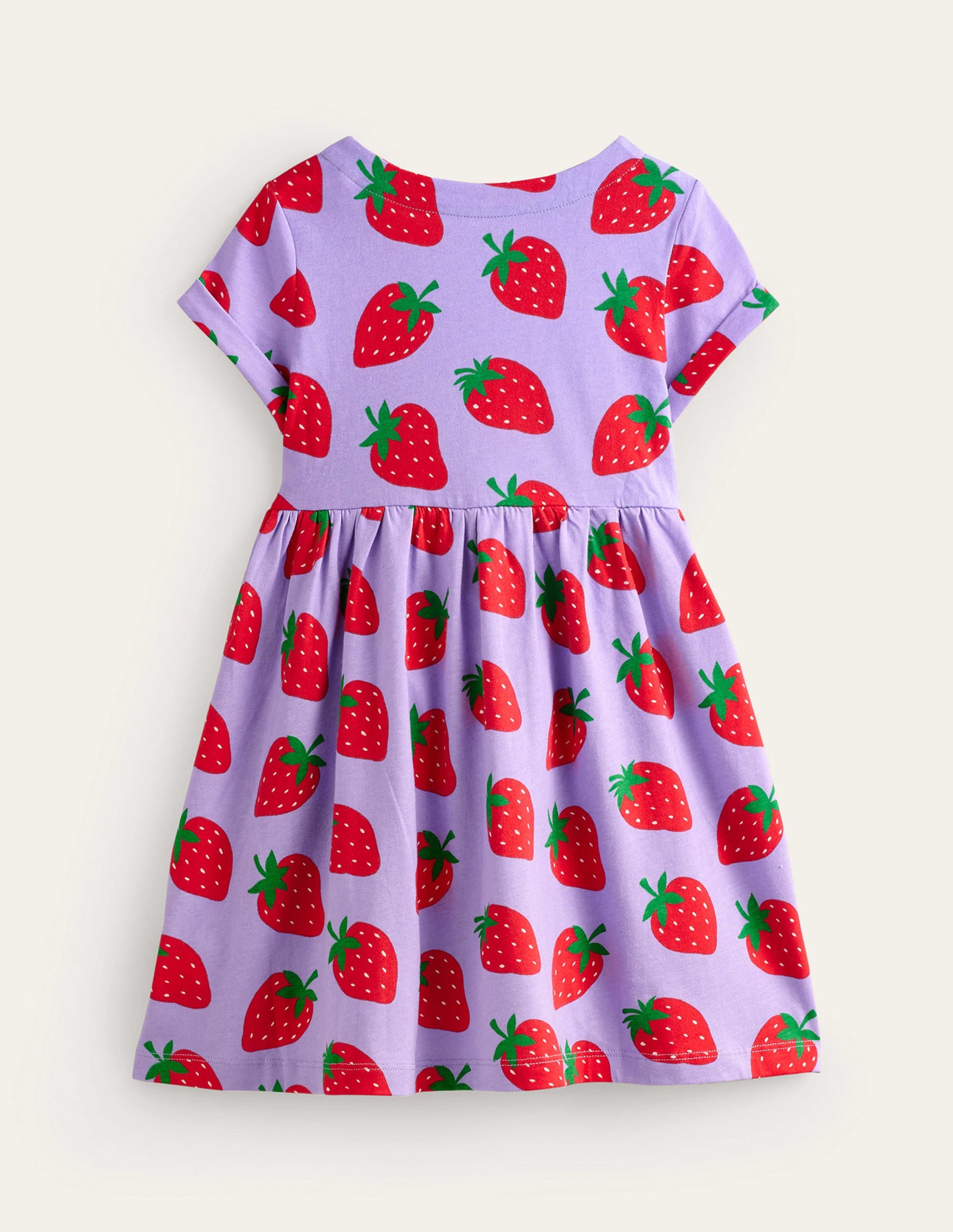 Robe fun à manches courtes en jersey-Fraises parme - Image 2