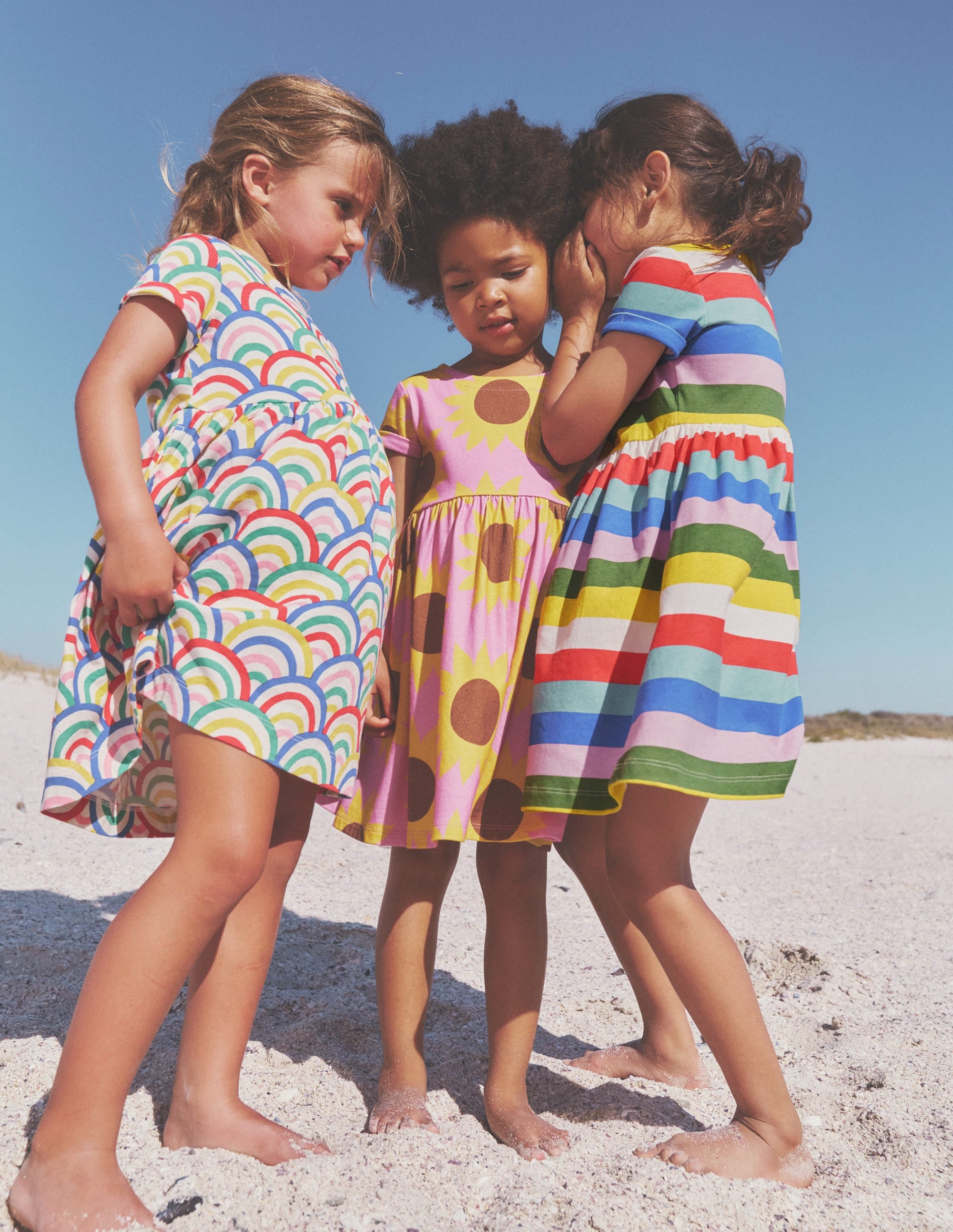Lustiges Jerseykleid mit kurzen Ärmeln-Naturweiß Bunt Regenbogen - Image 4