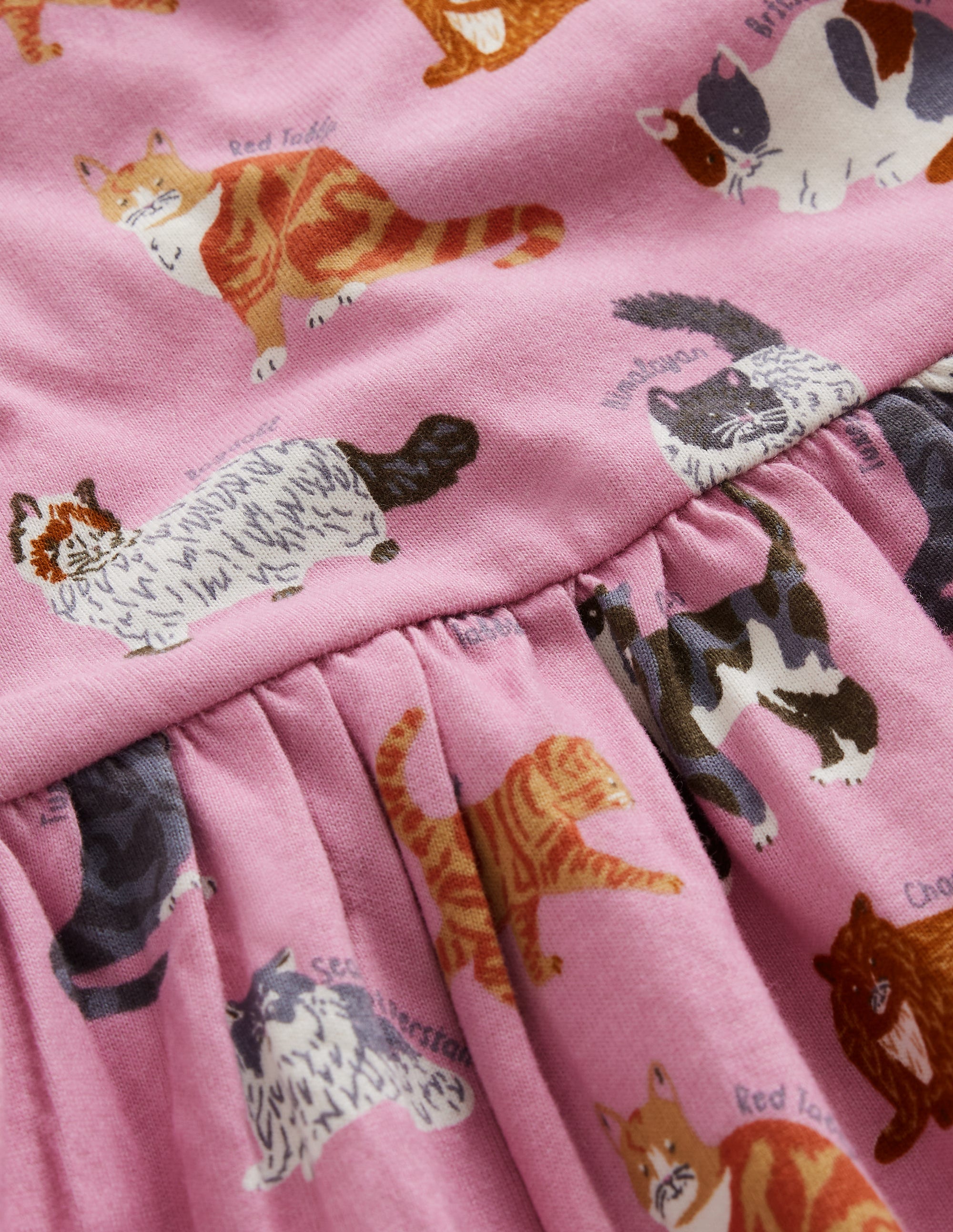 Lustiges Jerseykleid mit kurzen Ärmeln-Kirschblütenrosa Katzen - Image 3