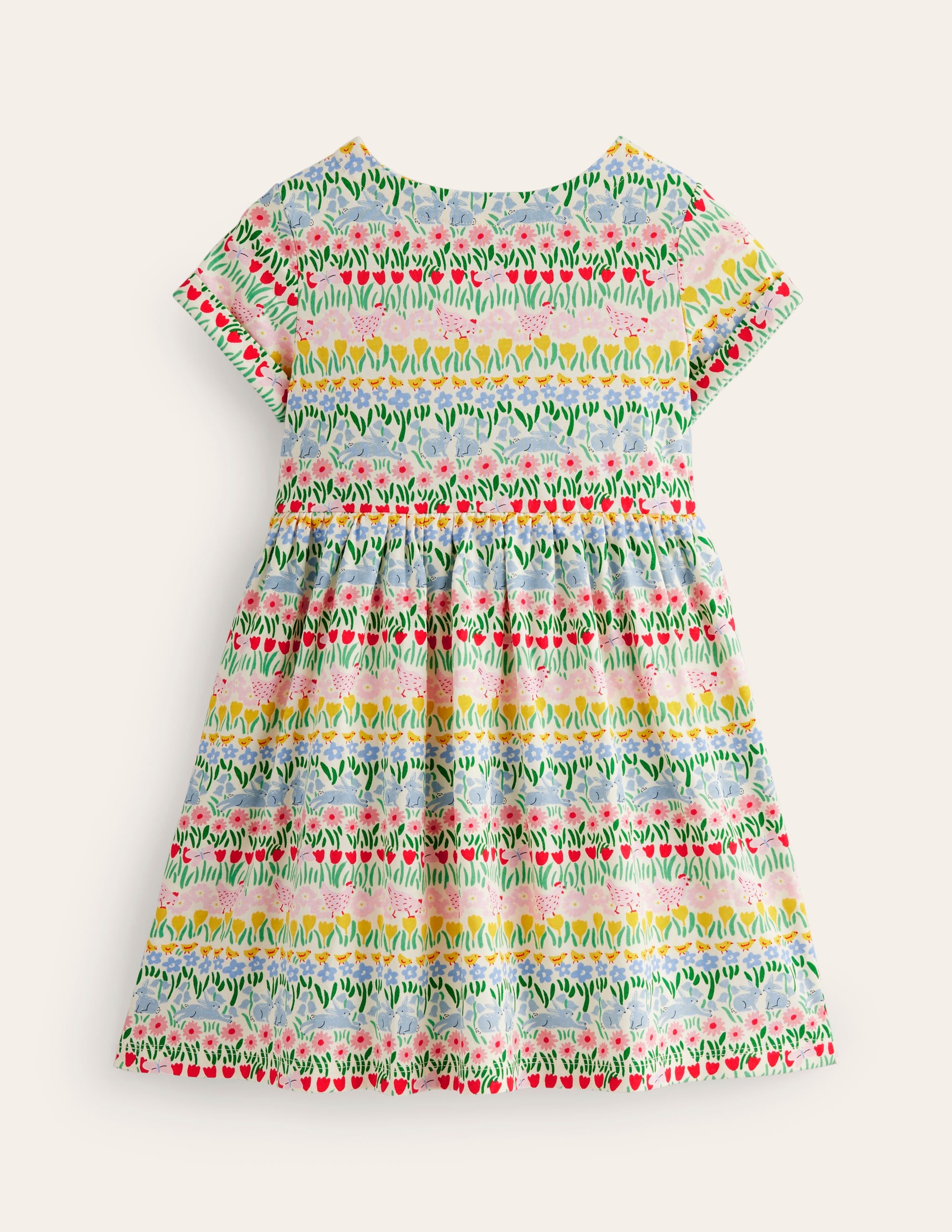Short-sleeved Fun Jersey Dress-Multi Spring Stripe - Image 2