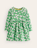 Lustiges Jerseykleid mit langen Ärmeln-Aloe-Grün Schafe