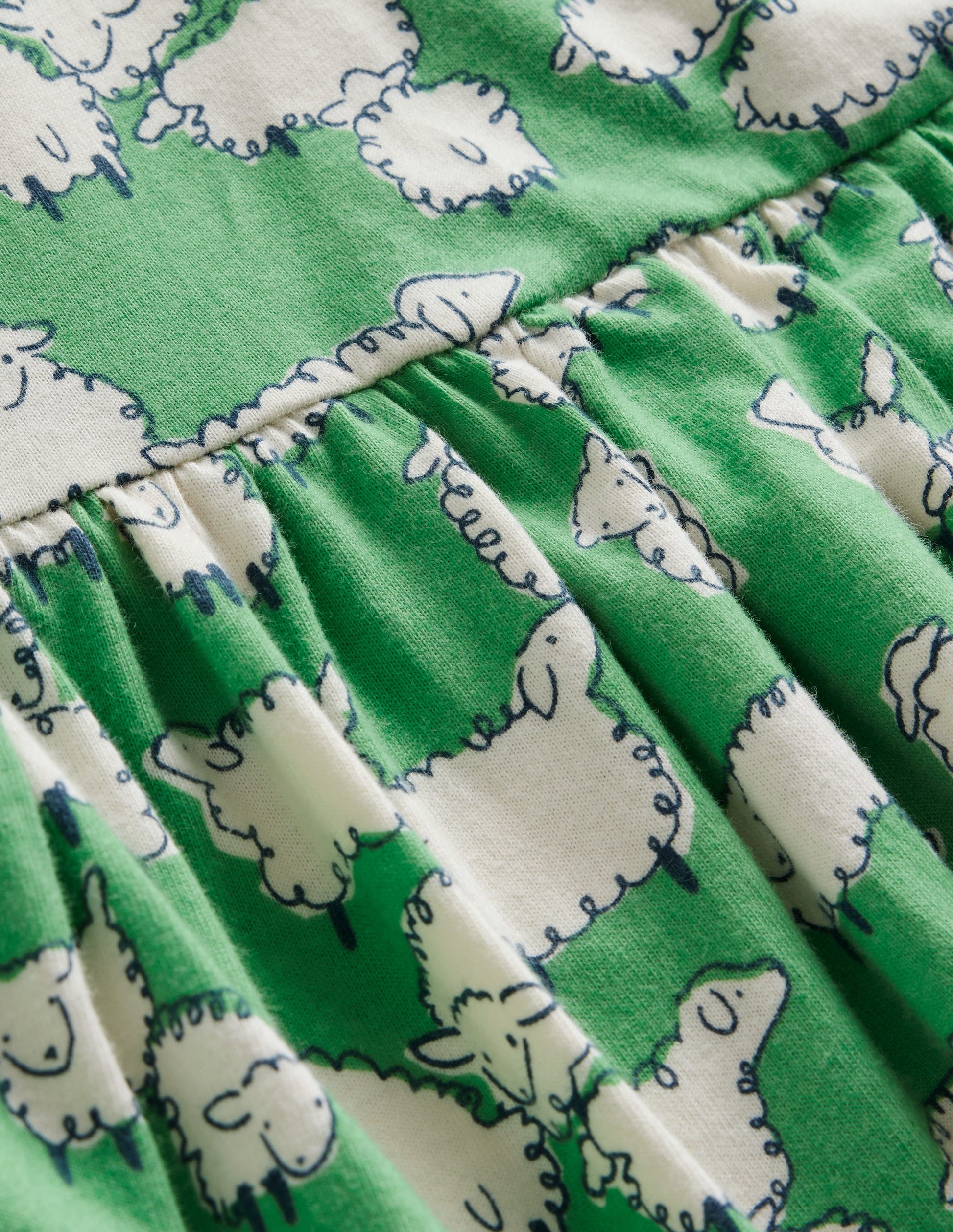 Lustiges Jerseykleid mit langen Ärmeln-Aloe-Grün Schafe-3