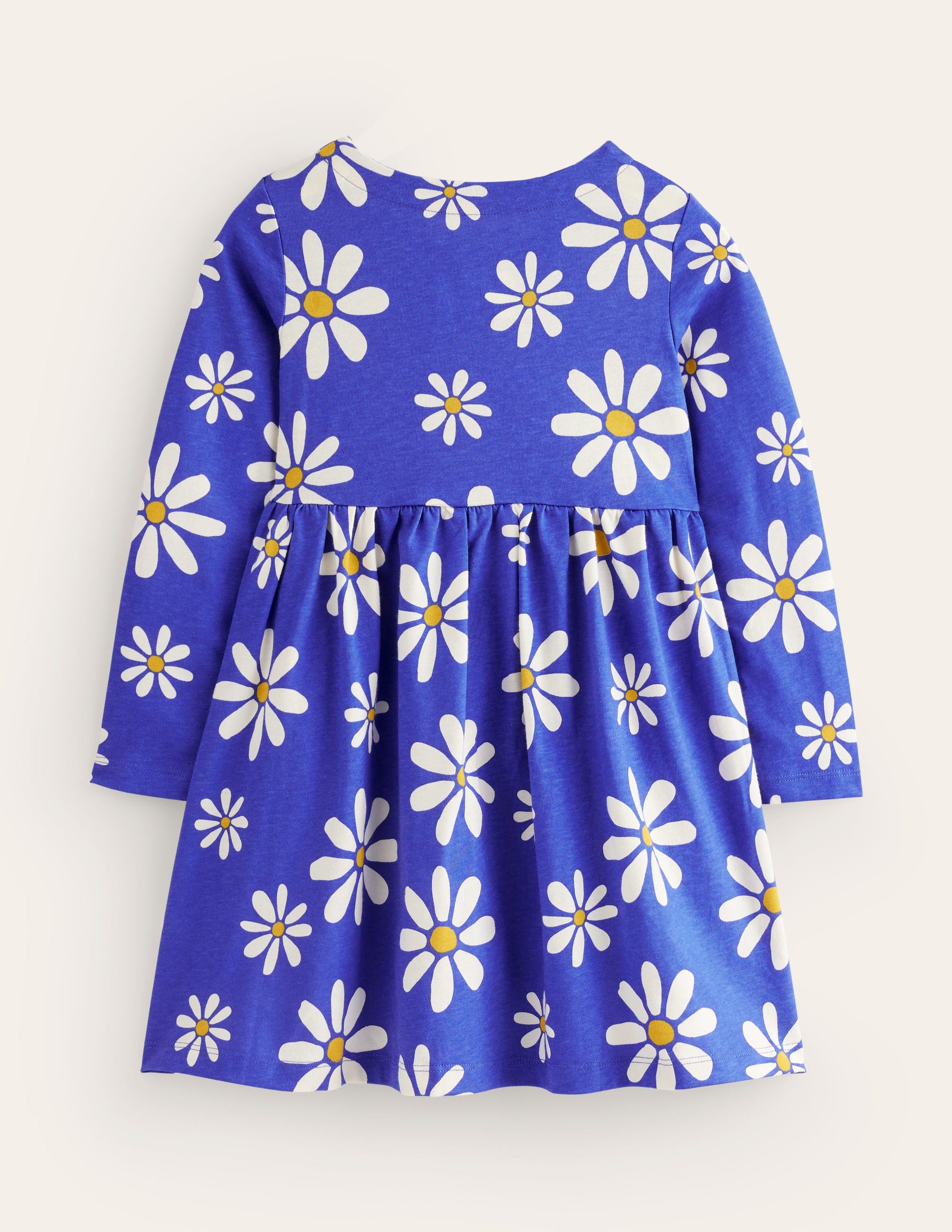 Robe fun à manches longues en jersey-Pâquerettes bleu saphir-2