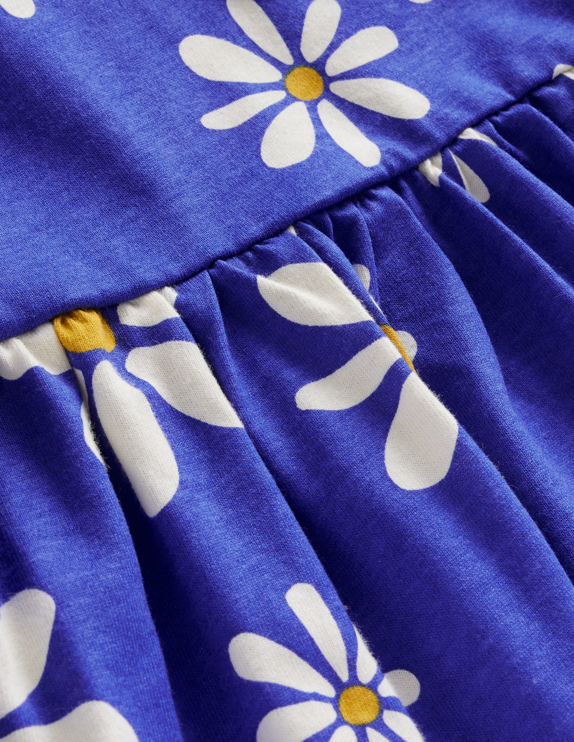 Robe fun à manches longues en jersey-Pâquerettes bleu saphir-3