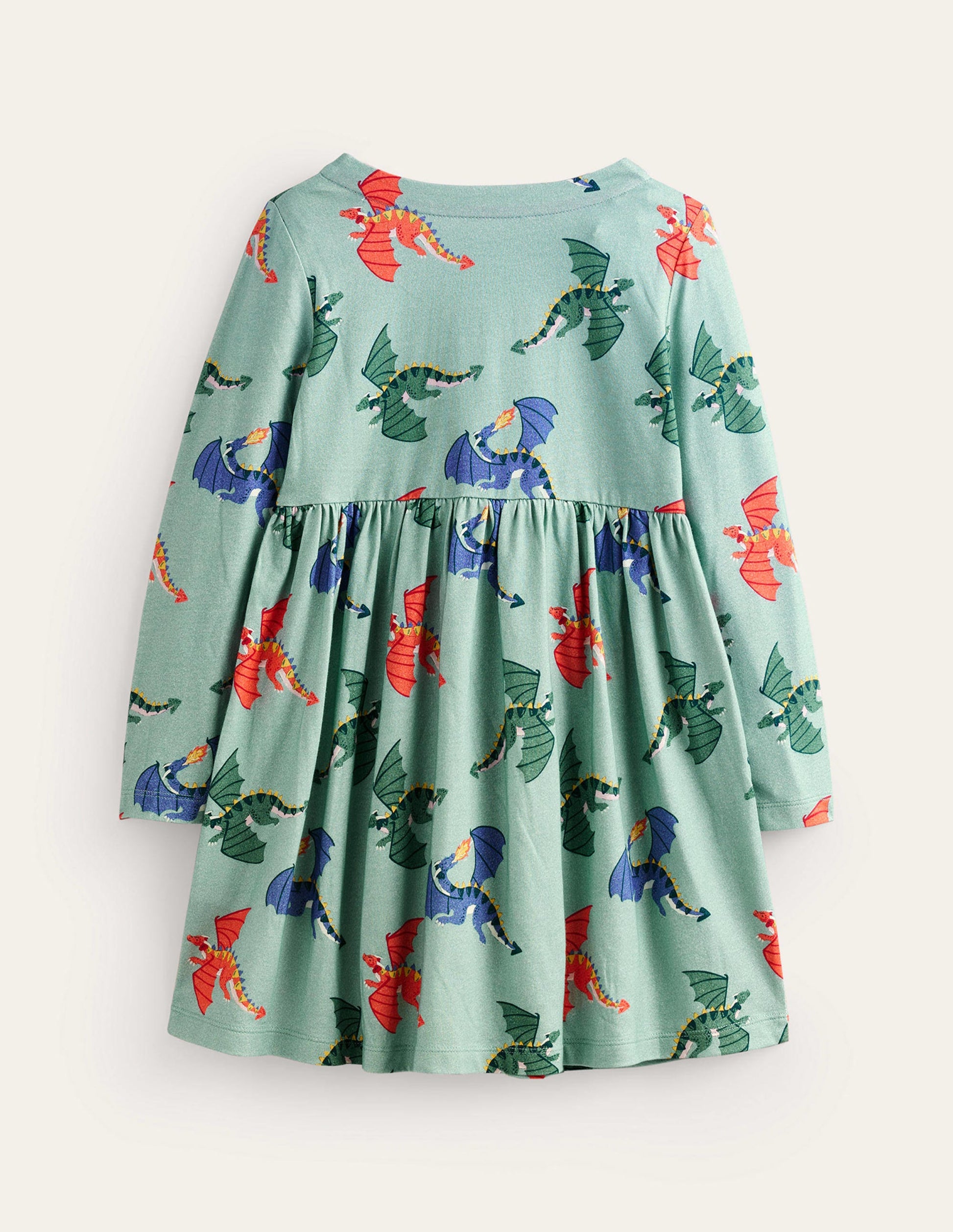 Lustiges Jerseykleid mit langen Ärmeln-Georgisch Blau Drachen-2