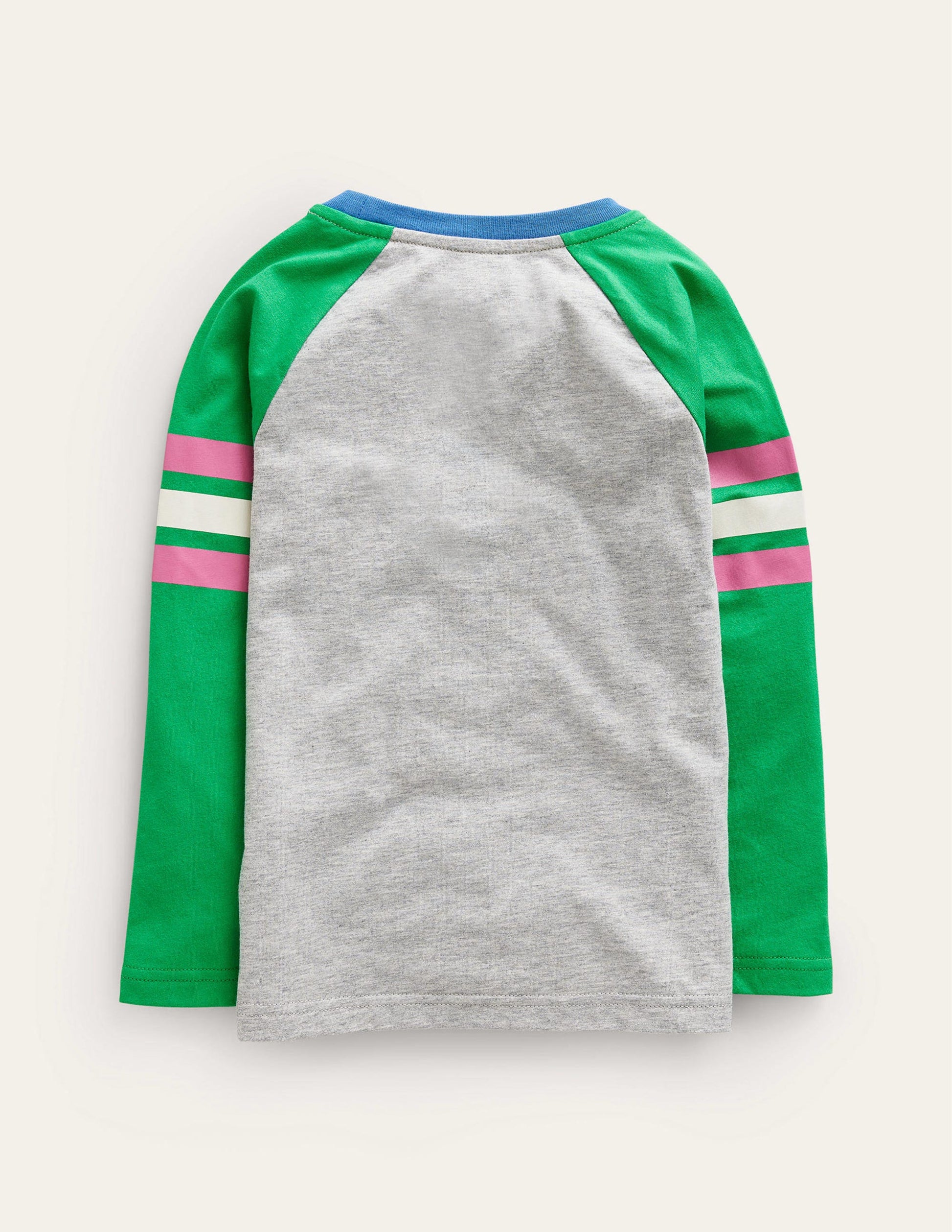 T-shirt colourblock à manches raglan-Gris chiné/vert pépinière-2