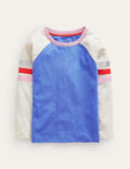 T-shirt colourblock à manches raglan-Bleu surf/avoine