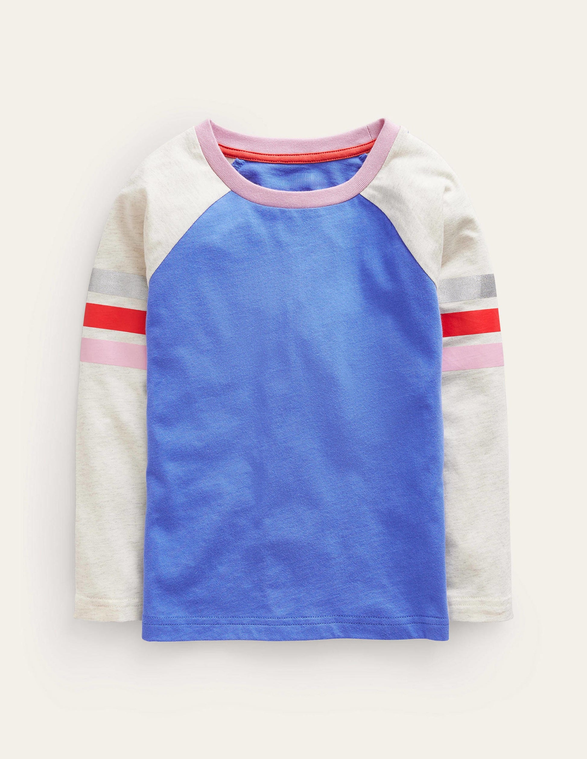 T-shirt colourblock à manches raglan-Bleu surf/avoine-1