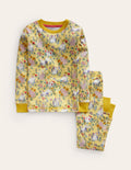 Pyjama long douillet-Lapins jaune printemps