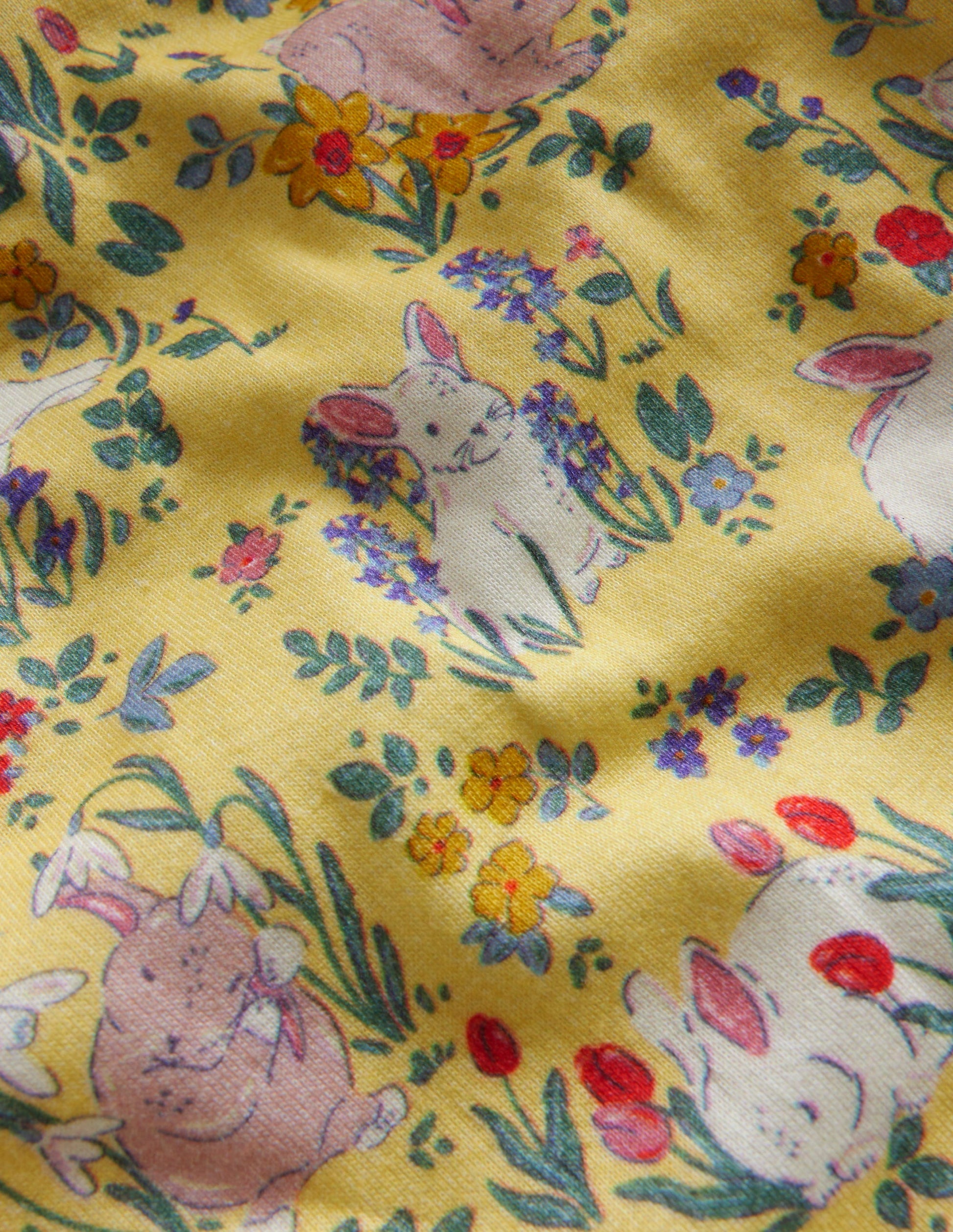 Pyjama long douillet-Lapins jaune printemps-3