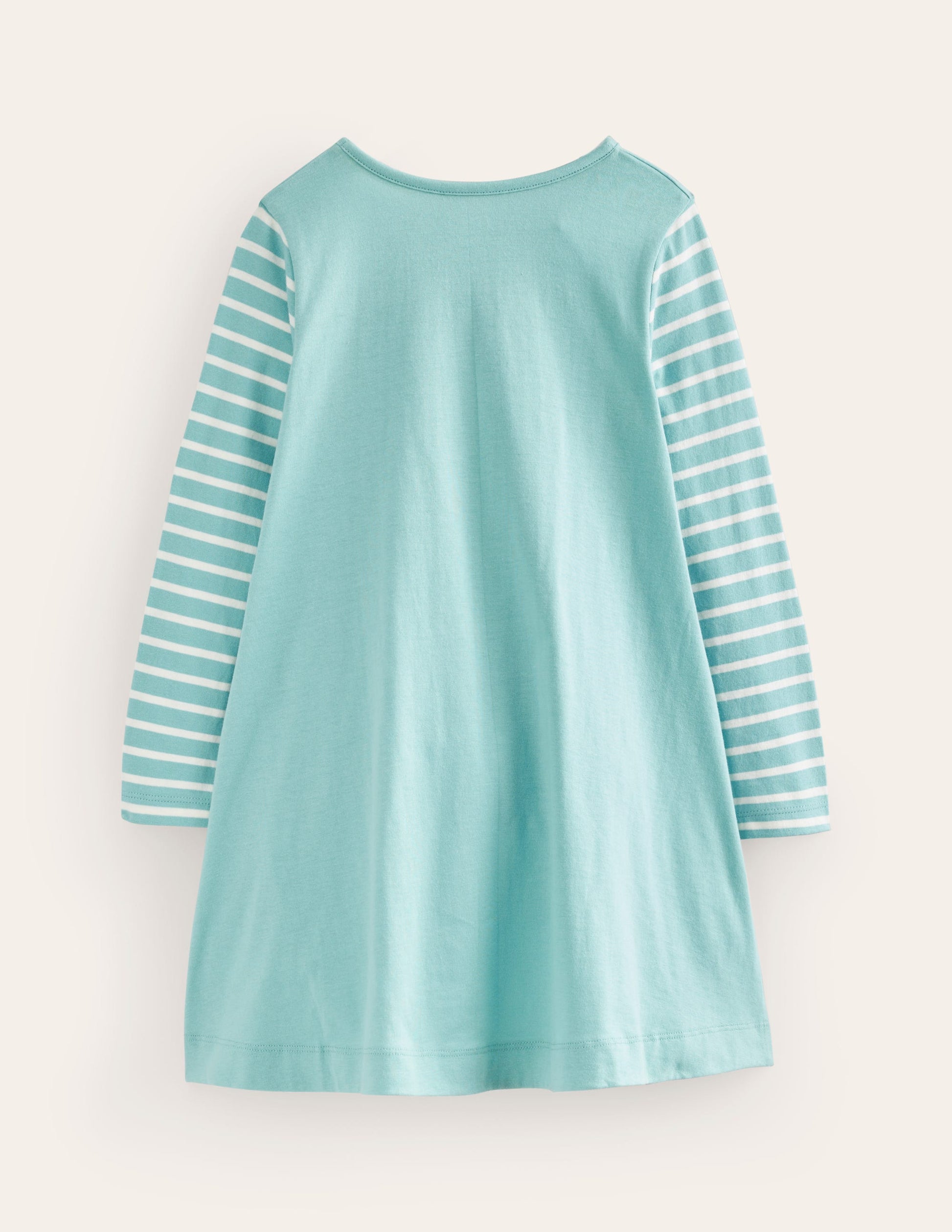 Kleid mit großer Applikation-Georgisch Blau Hase-2