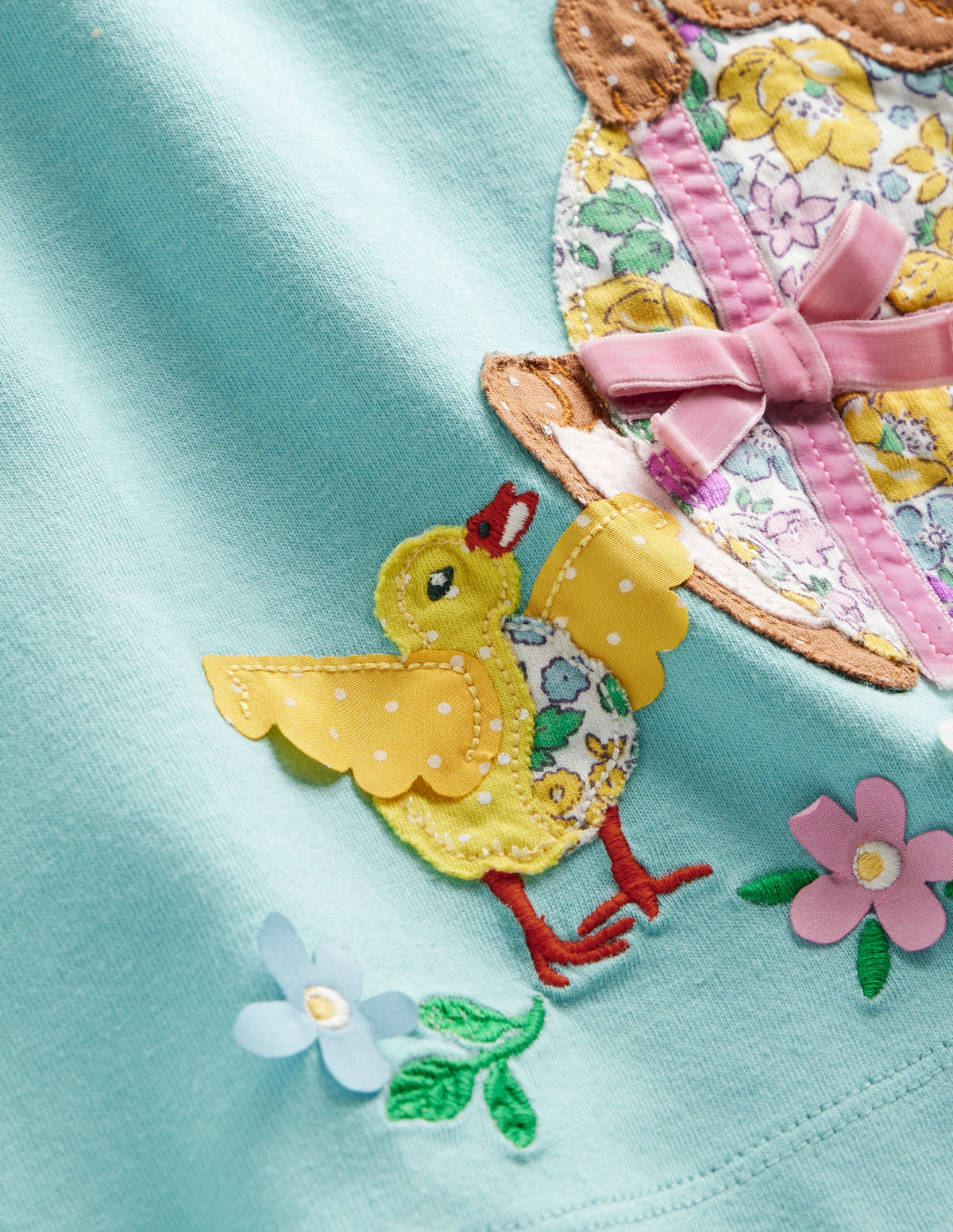 Kleid mit großer Applikation-Georgisch Blau Hase-3