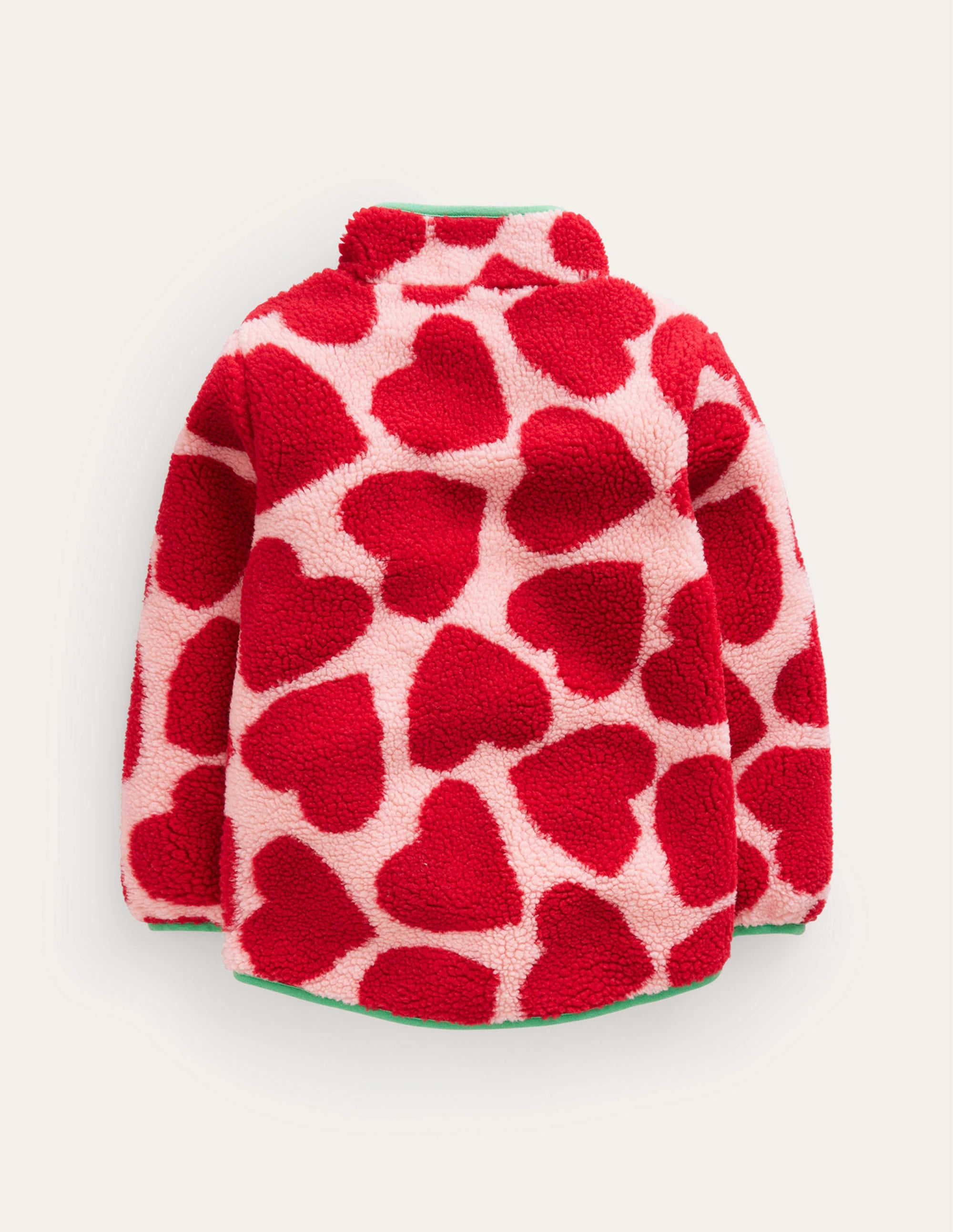 Gemusterte Fleecejacke mit durchgehendem Reißverschluss-Pfirsichhaut Herzen - Image 2