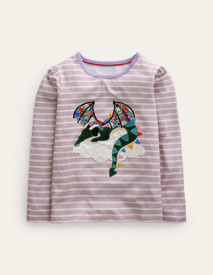 Oberteil mit Applikation und Puffärmeln-Bunt Floral Drachen-1