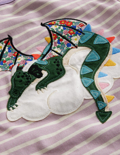 Oberteil mit Applikation und Puffärmeln-Bunt Floral Drachen-3