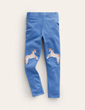 Appliqué Leggings-Bluejay Unicorn