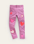 Legging à appliqué-Cœurs rose fraise/ivoire