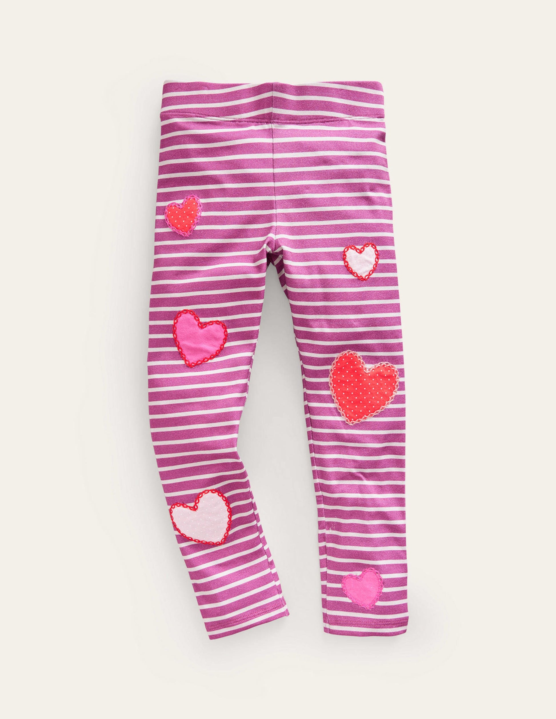 Legging à appliqué-Cœurs rose fraise/ivoire-1