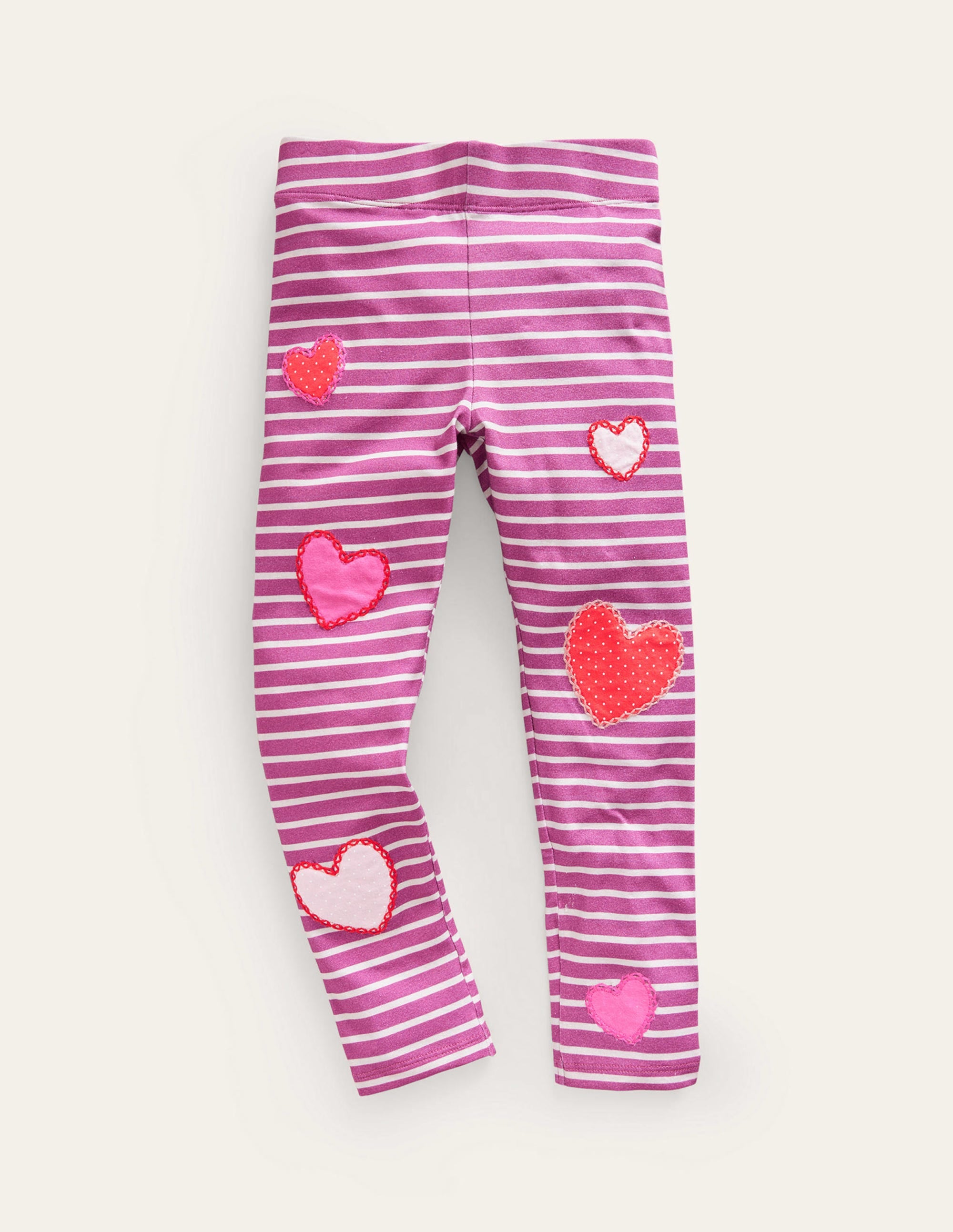 Legging à appliqué-Cœurs rose fraise/ivoire - Image 1